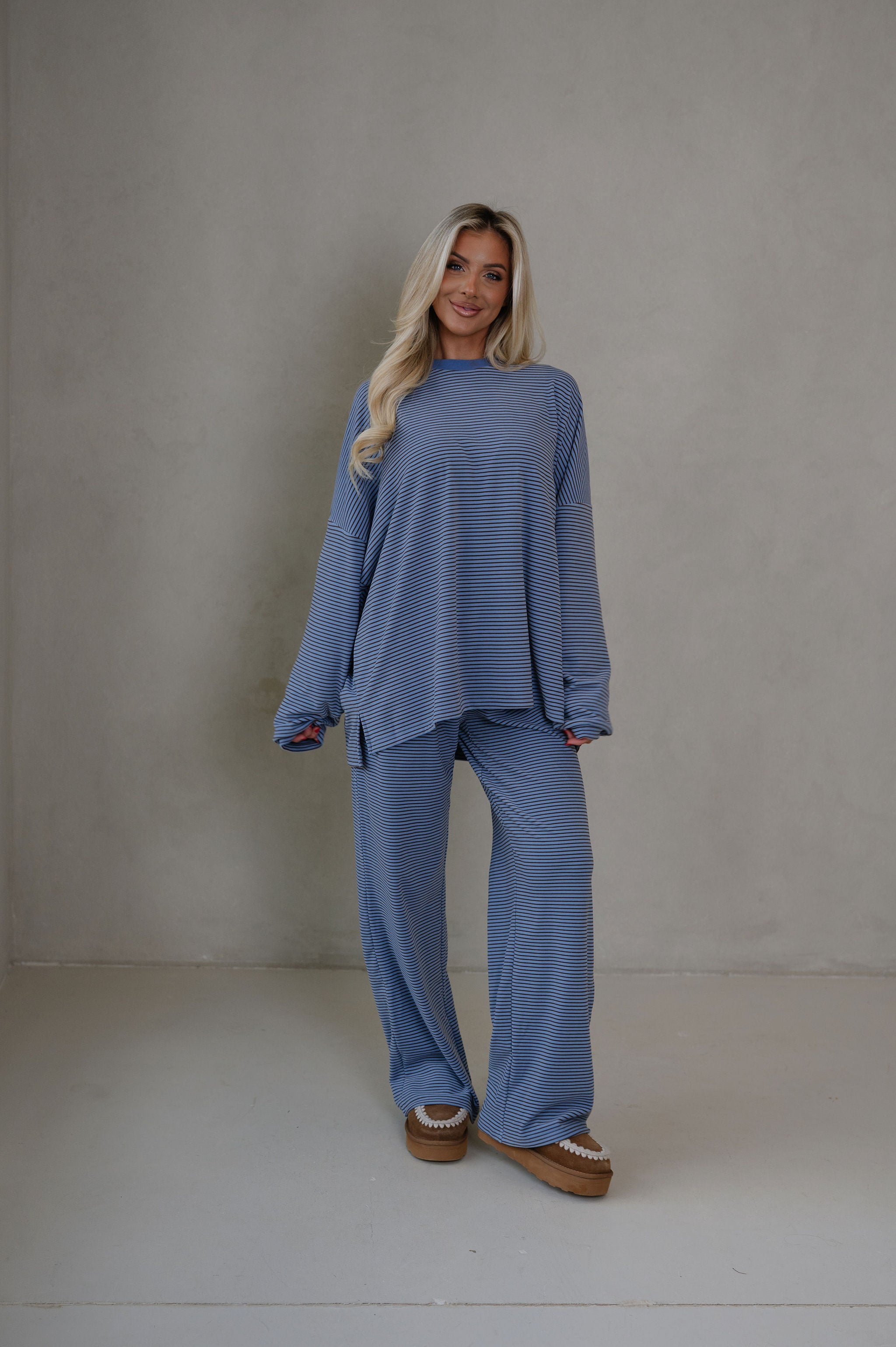 Nelly Striped Pants-Blue