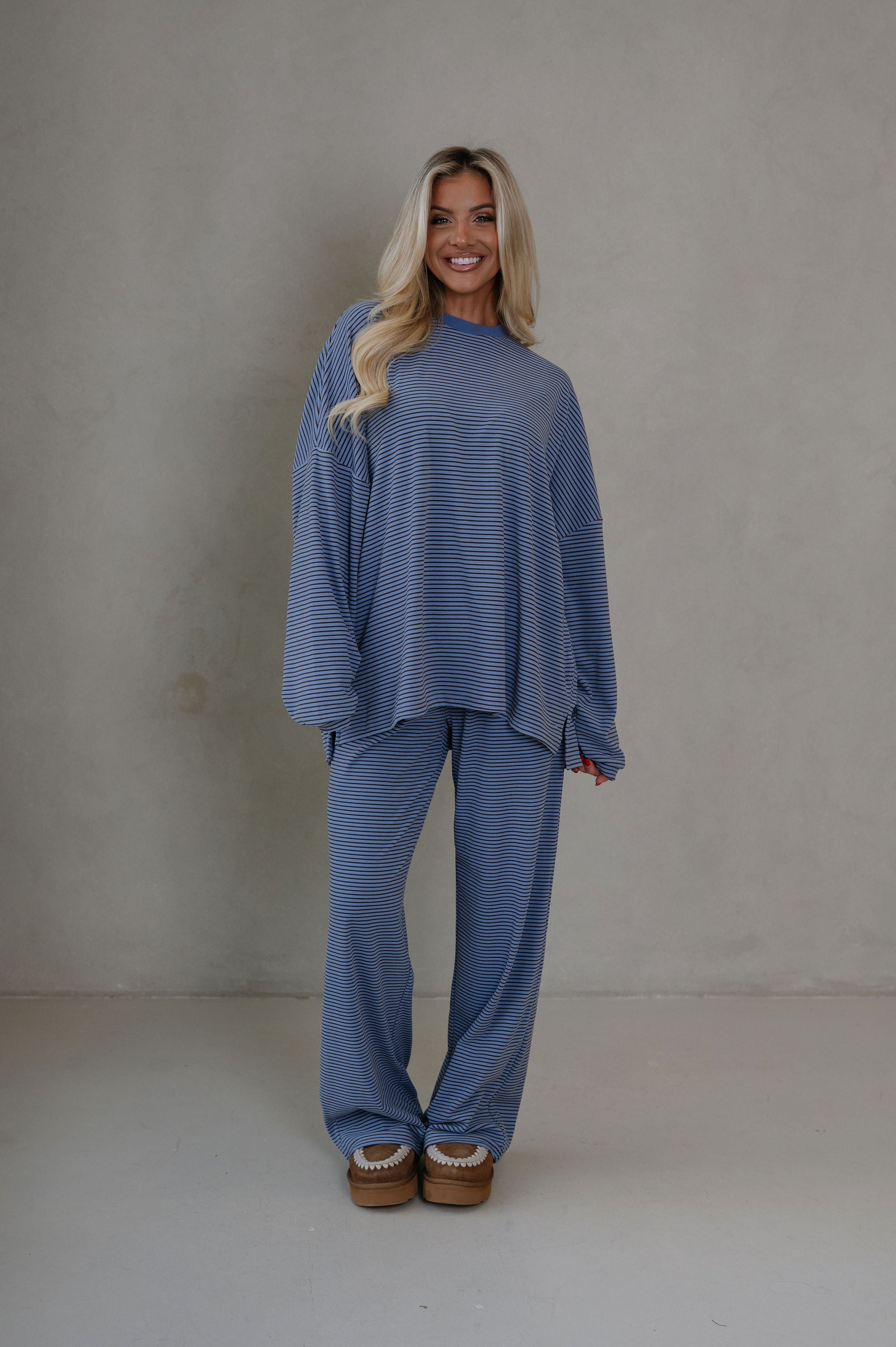 Nelly Striped Pants-Blue