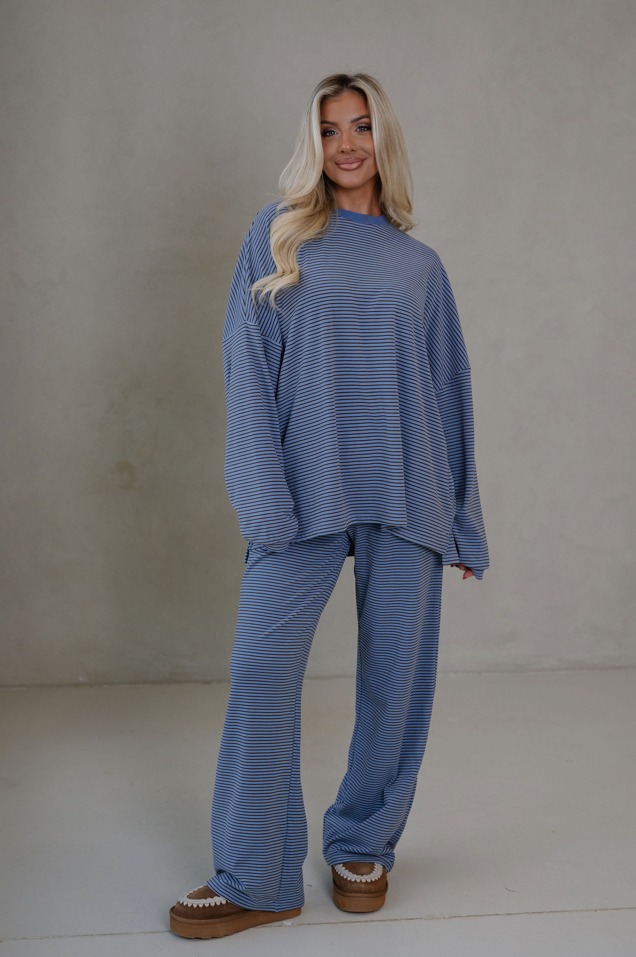 Nelly Striped Pants-Blue