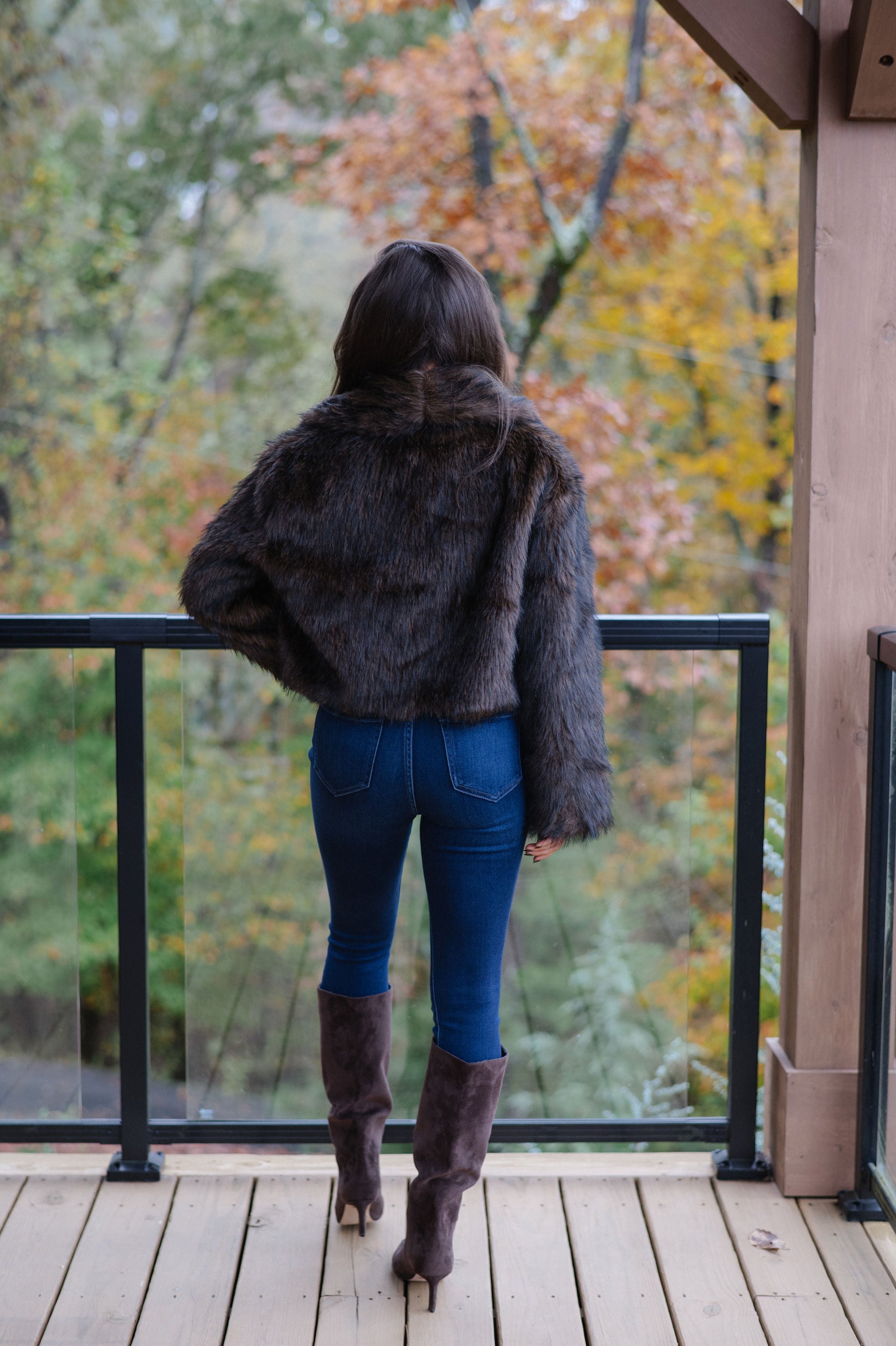 Maddie Faux Fur Jacket-Brown