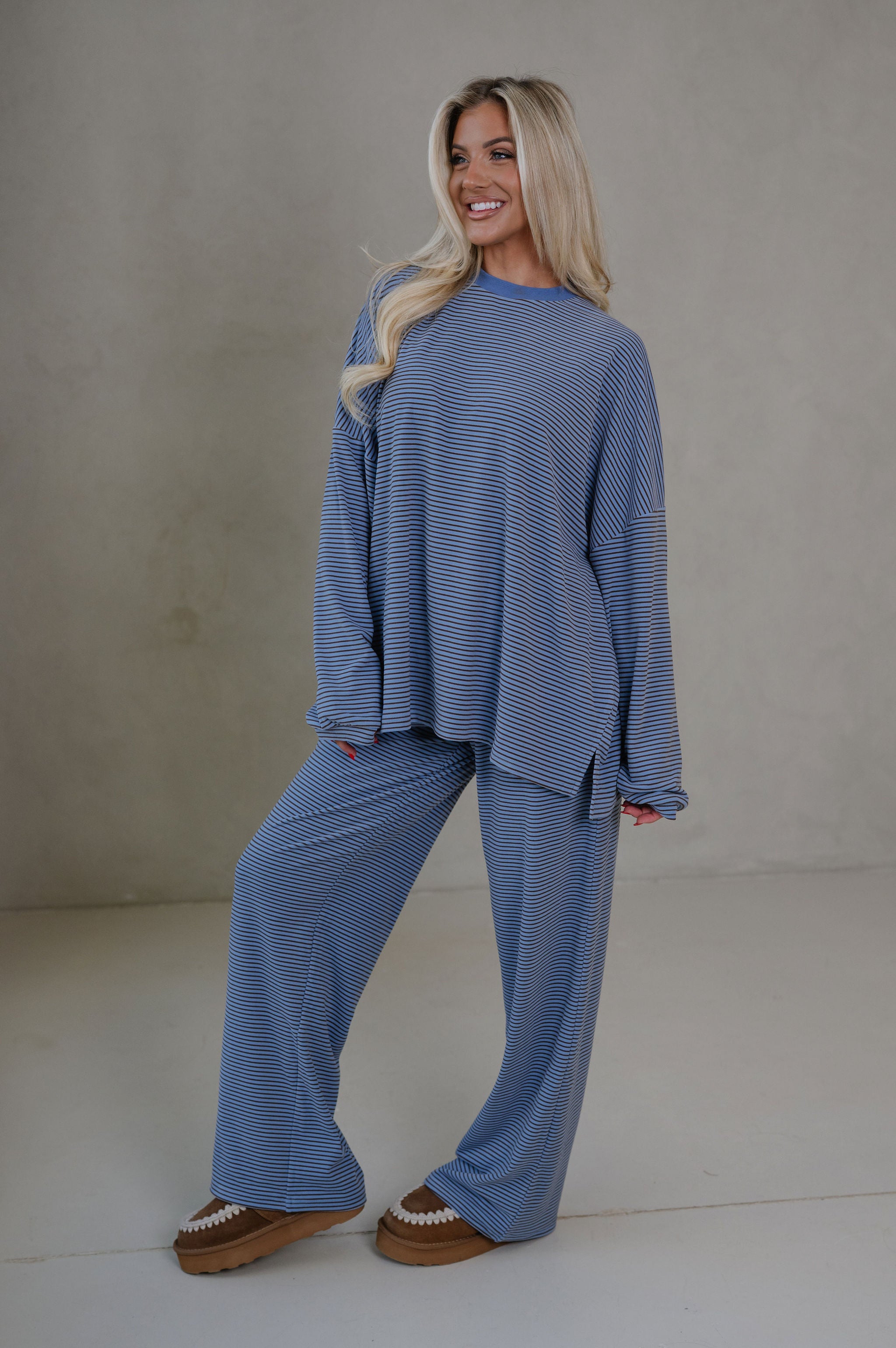 Nelly Striped Pants-Blue