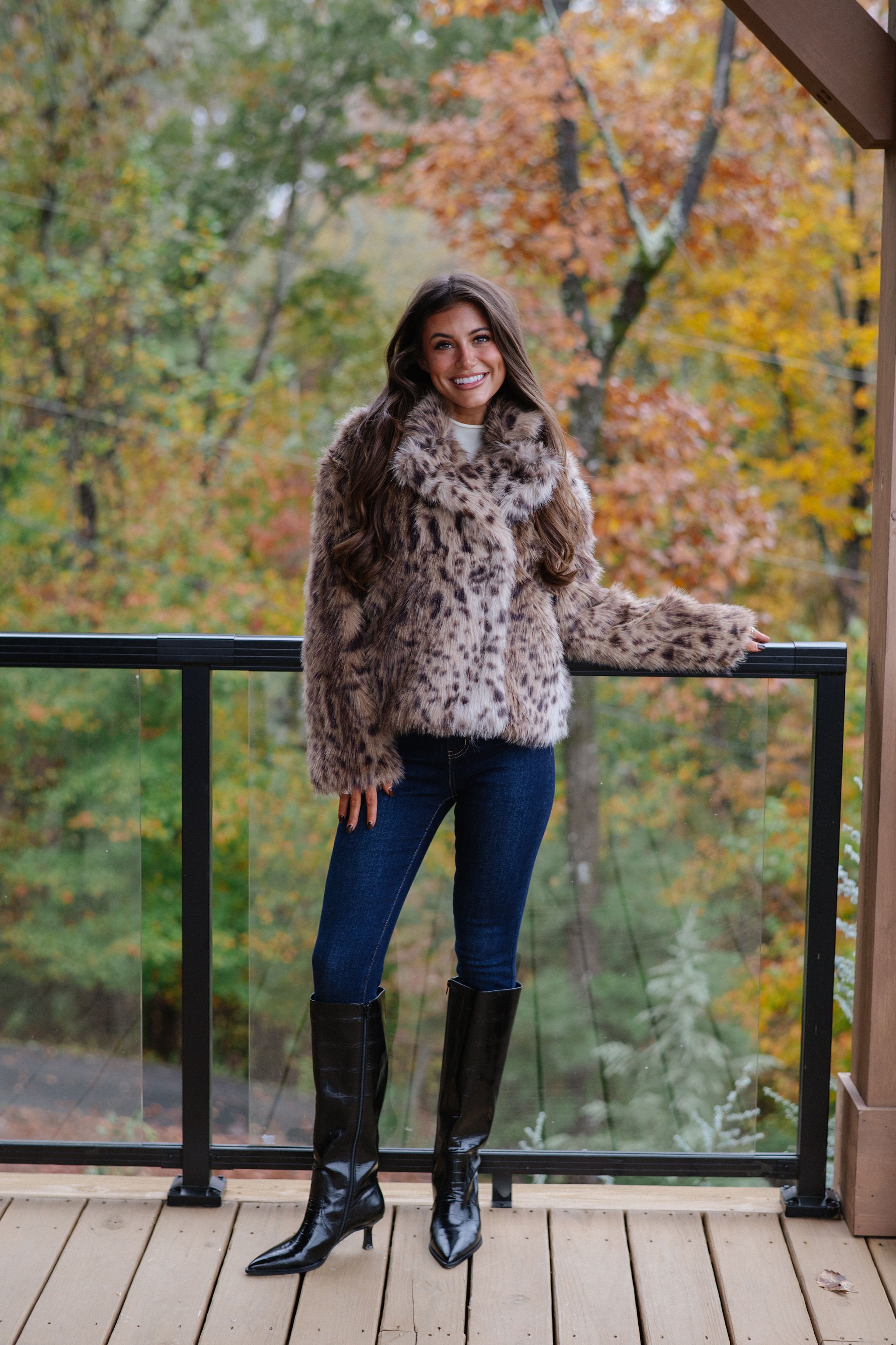 Hadlee Faux Fur Jacket-Taupe/Brown