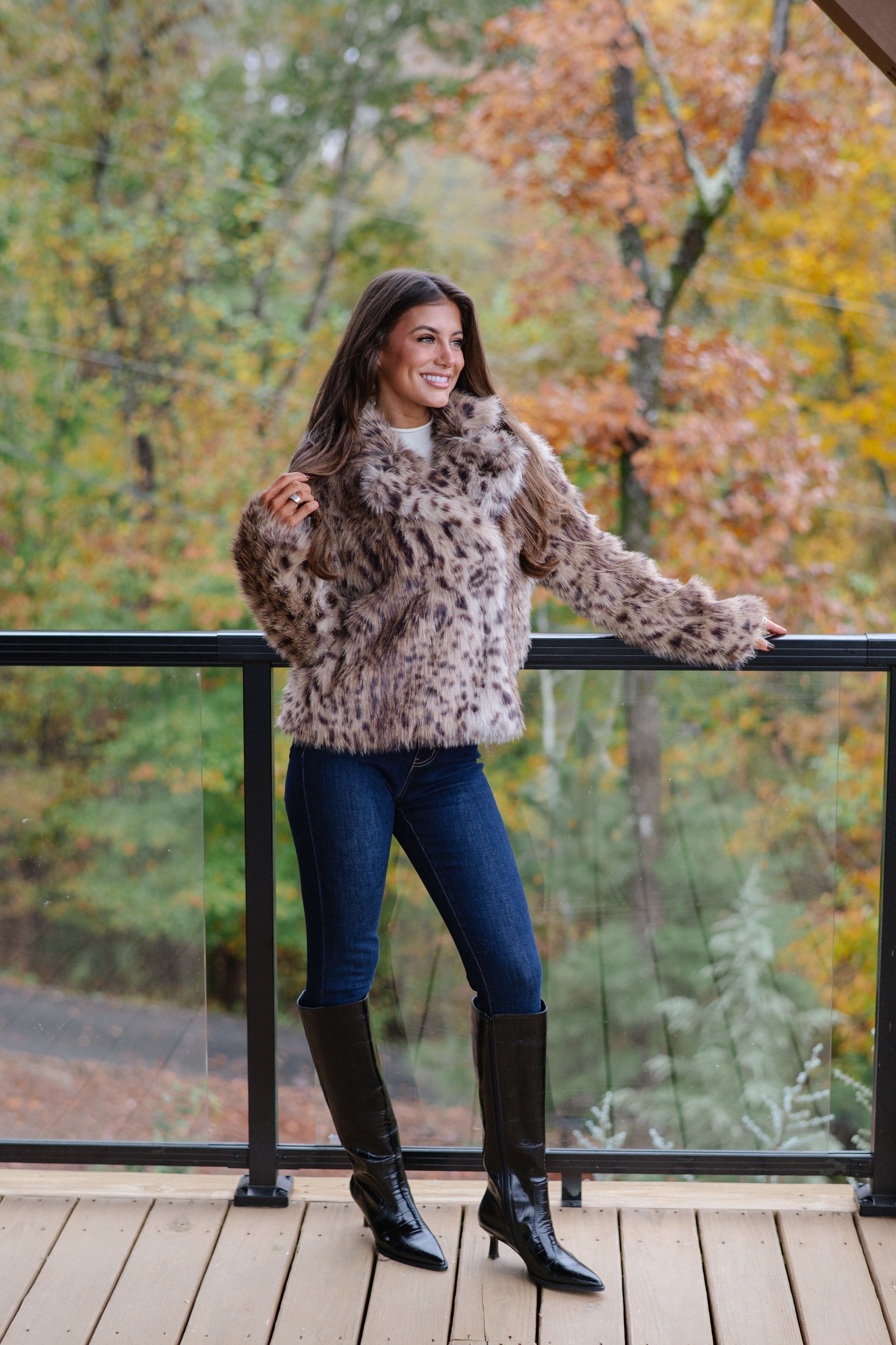 Hadlee Faux Fur Jacket-Taupe/Brown