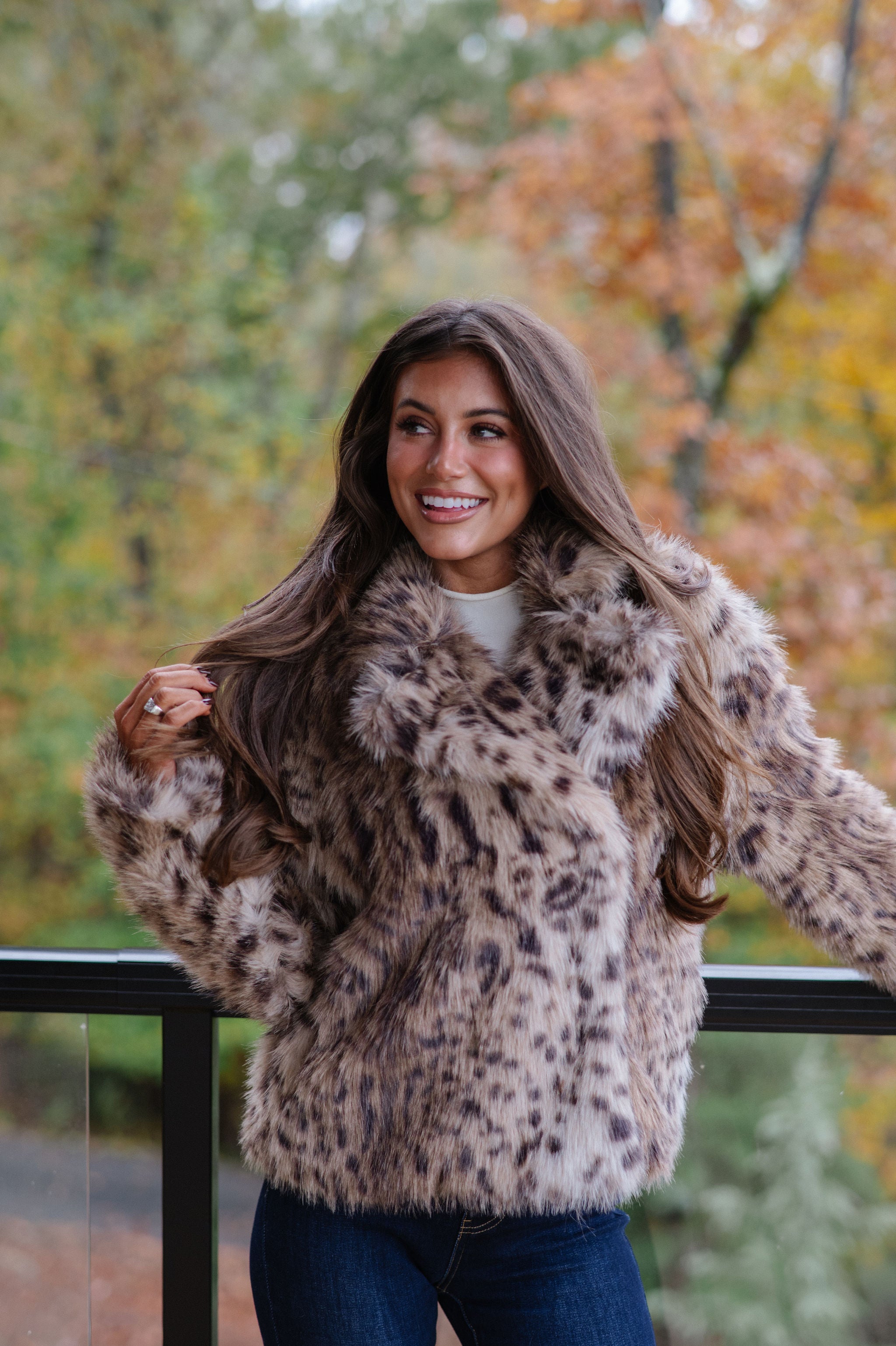 Hadlee Faux Fur Jacket-Taupe/Brown