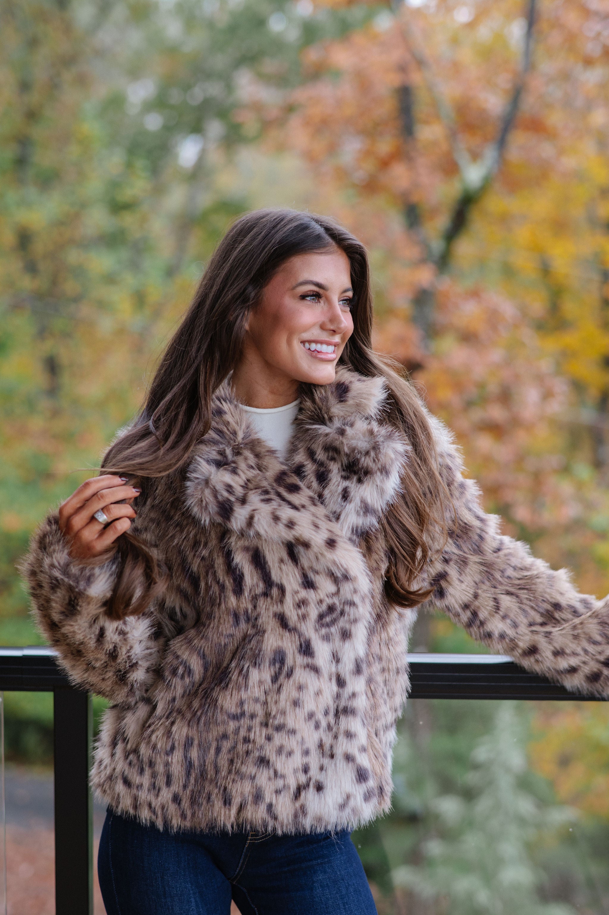 Hadlee Faux Fur Jacket-Taupe/Brown