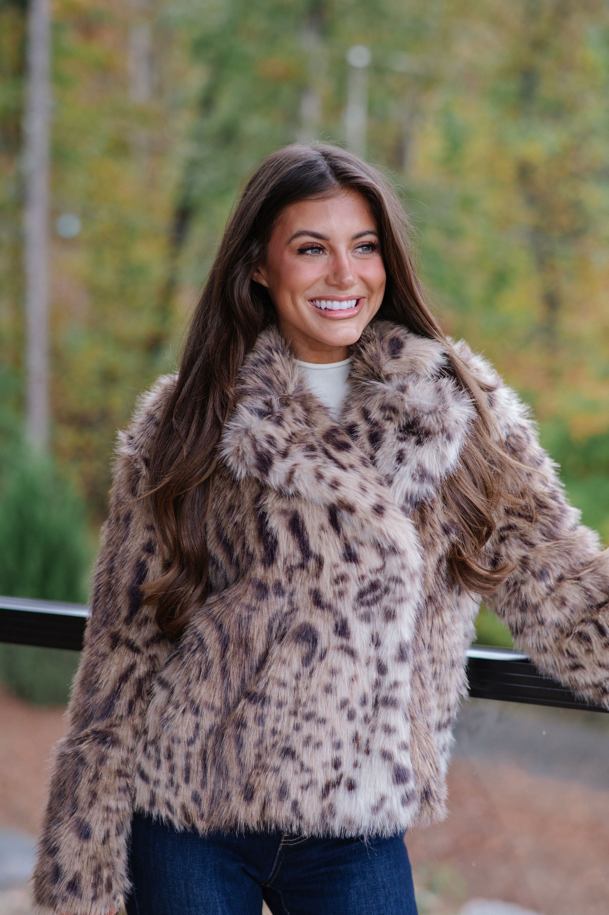 Hadlee Faux Fur Jacket-Taupe/Brown