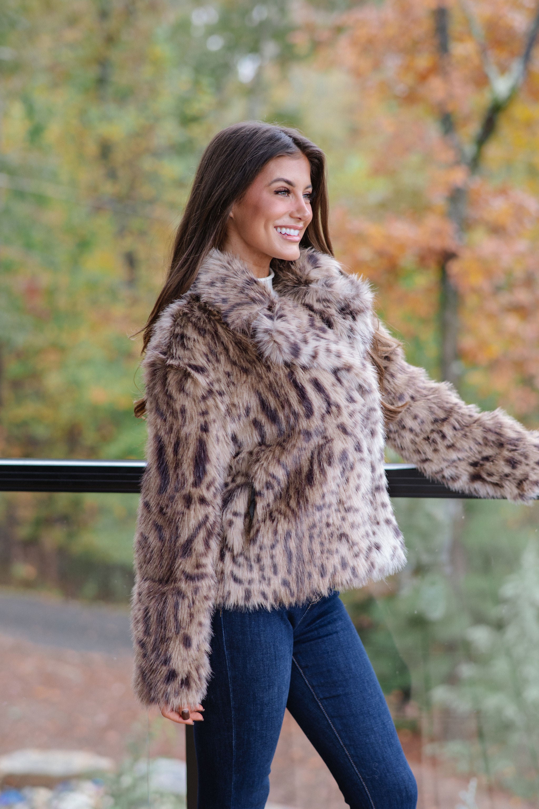Hadlee Faux Fur Jacket-Taupe/Brown