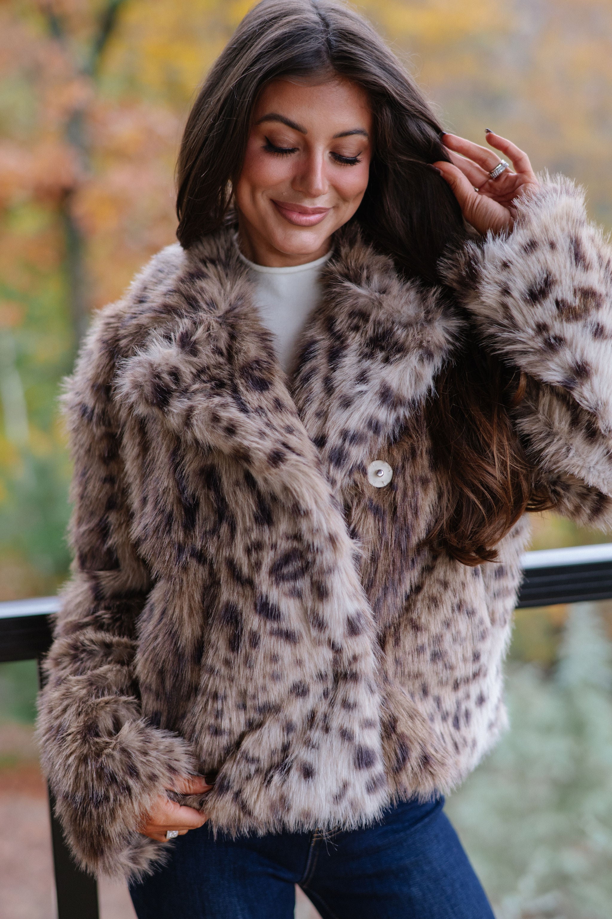 Hadlee Faux Fur Jacket-Taupe/Brown
