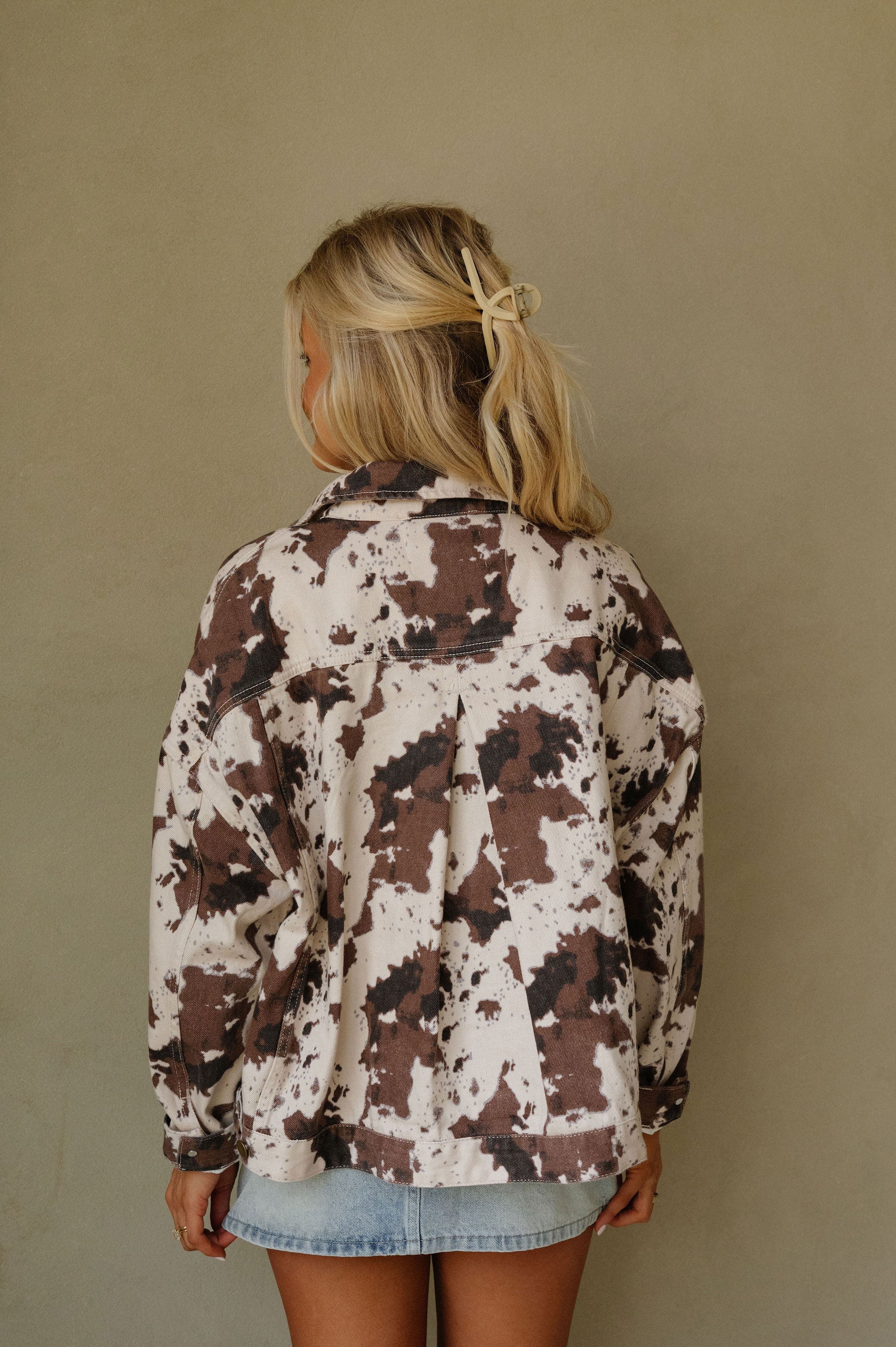 Multi Printed Oversized Jacket-Brown