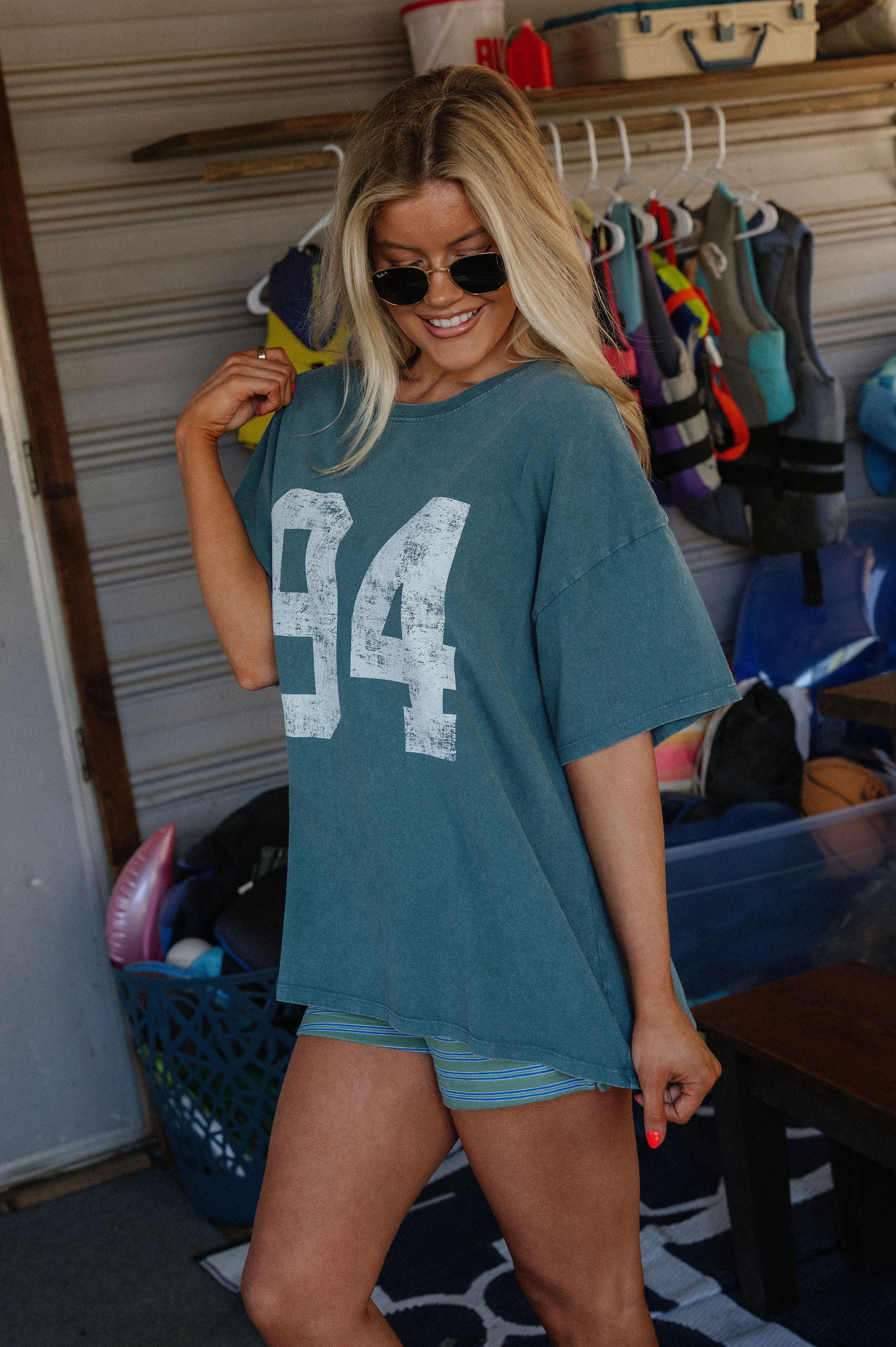 Lottie Graphic Tee-Dark Teal