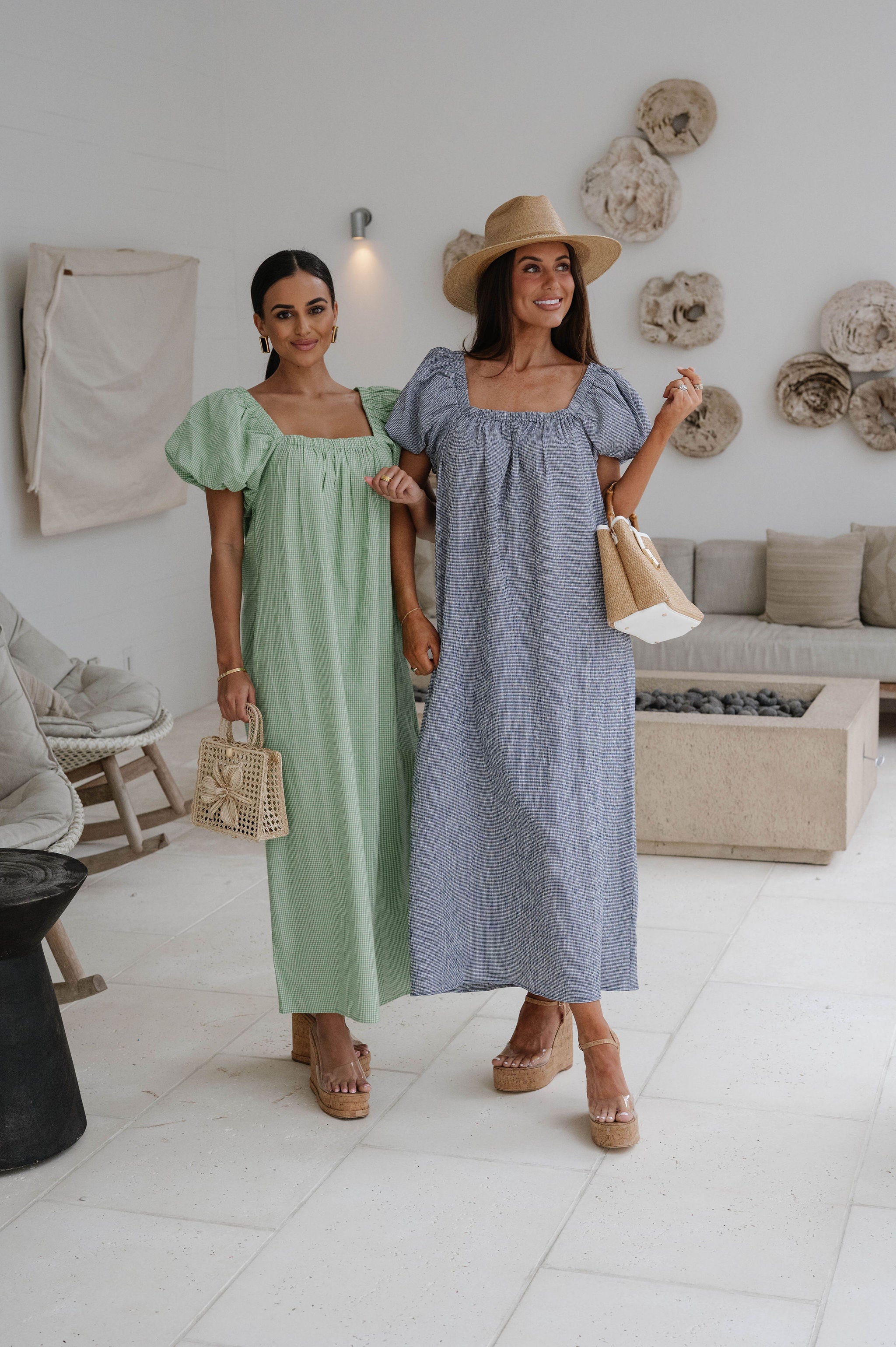 Teagan Gingham Maxi Dress-Navy