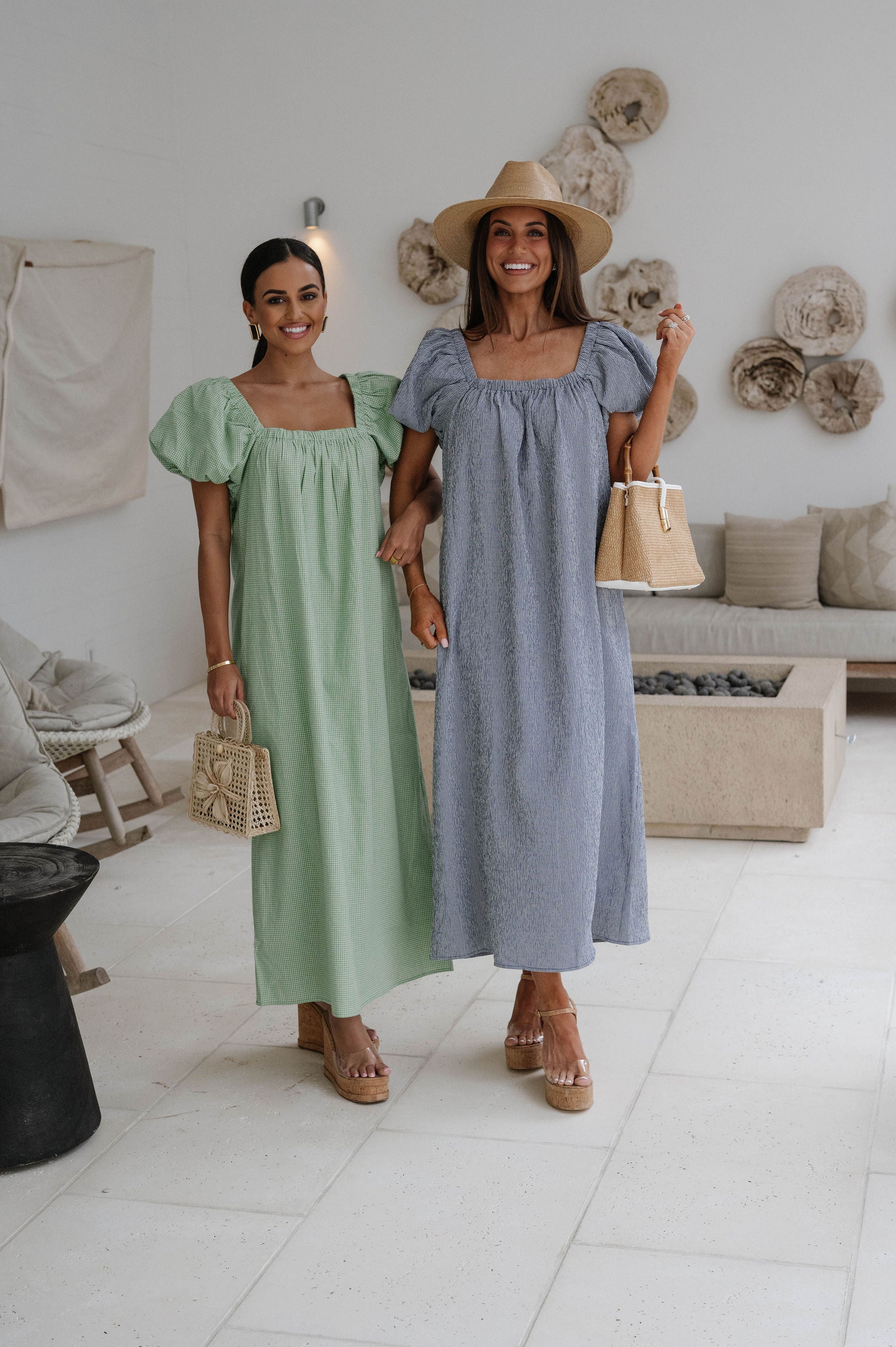 Teagan Gingham Maxi Dress-Navy