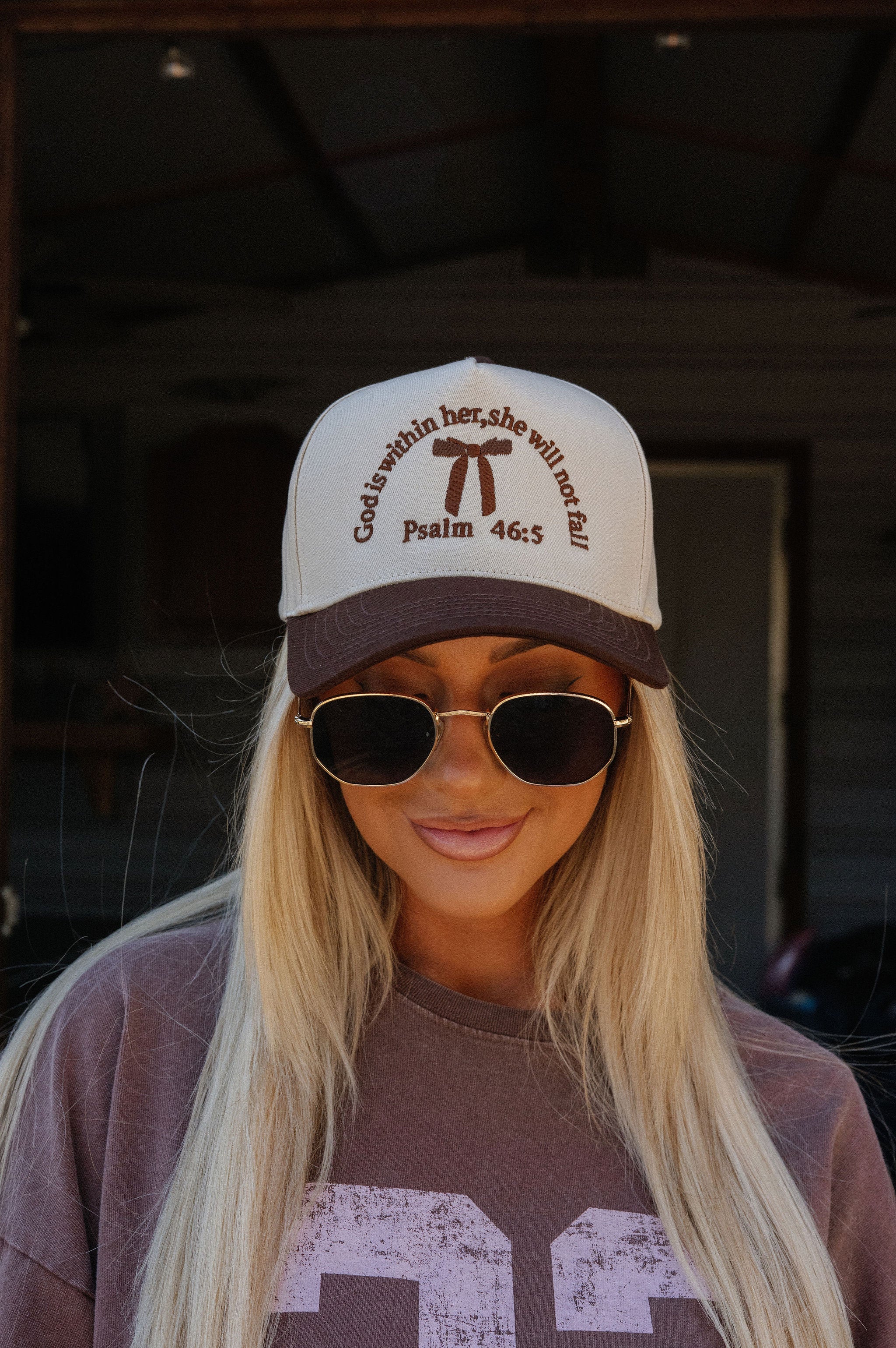 "Psalm 46:5" Trucker Hat-Brown