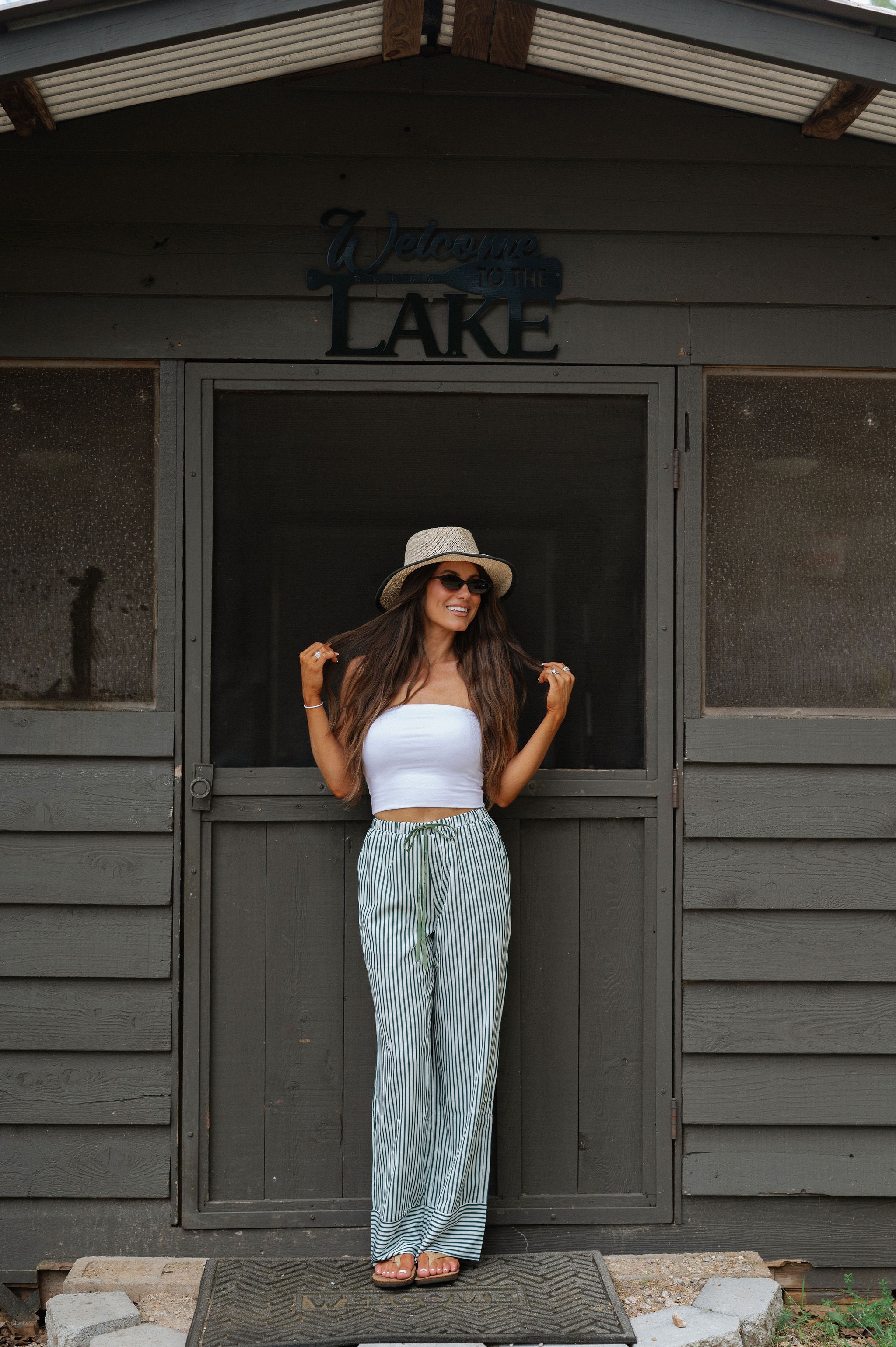 Relaxed Stripe Pants- Green
