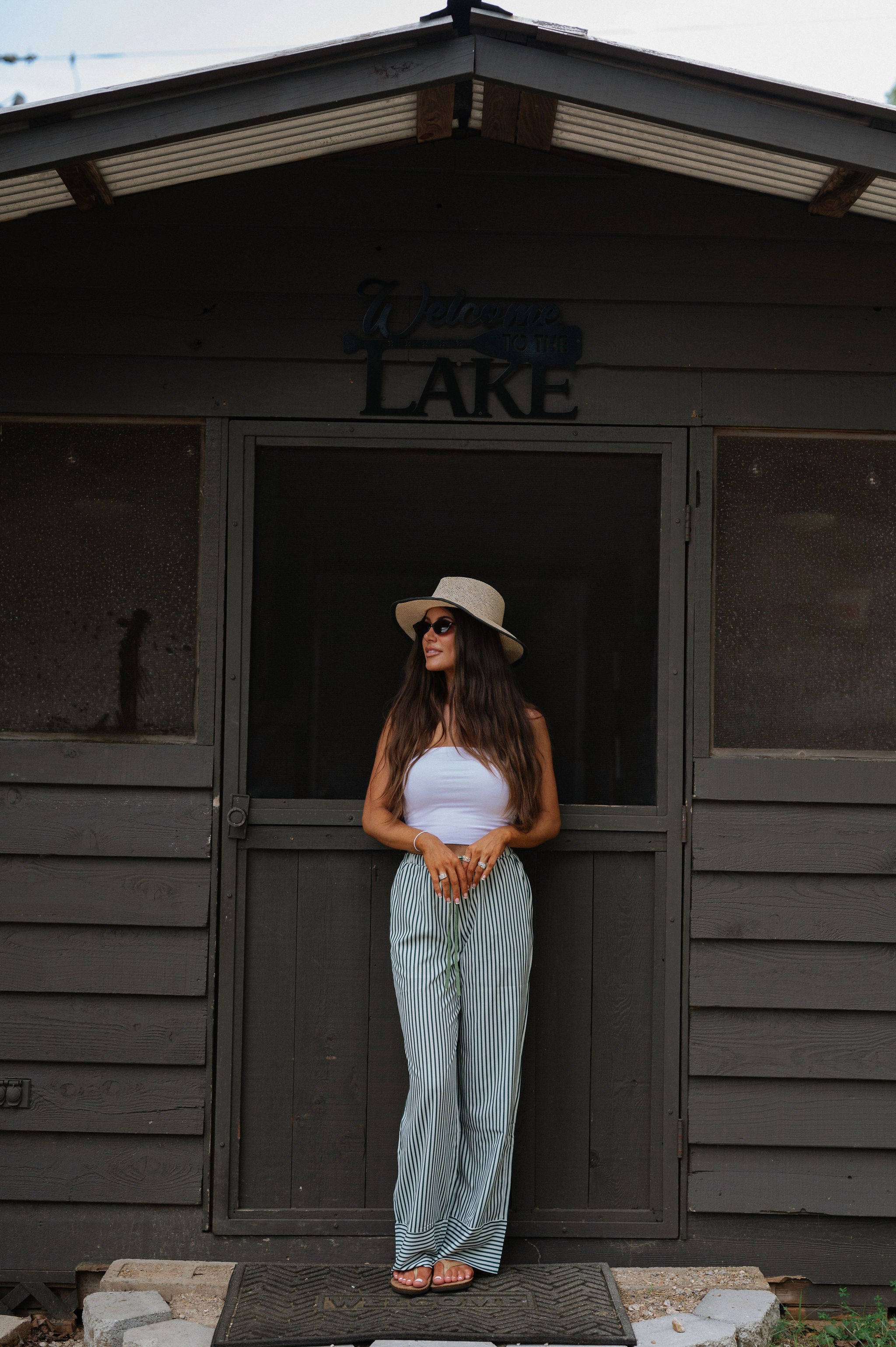 Relaxed Stripe Pants- Green