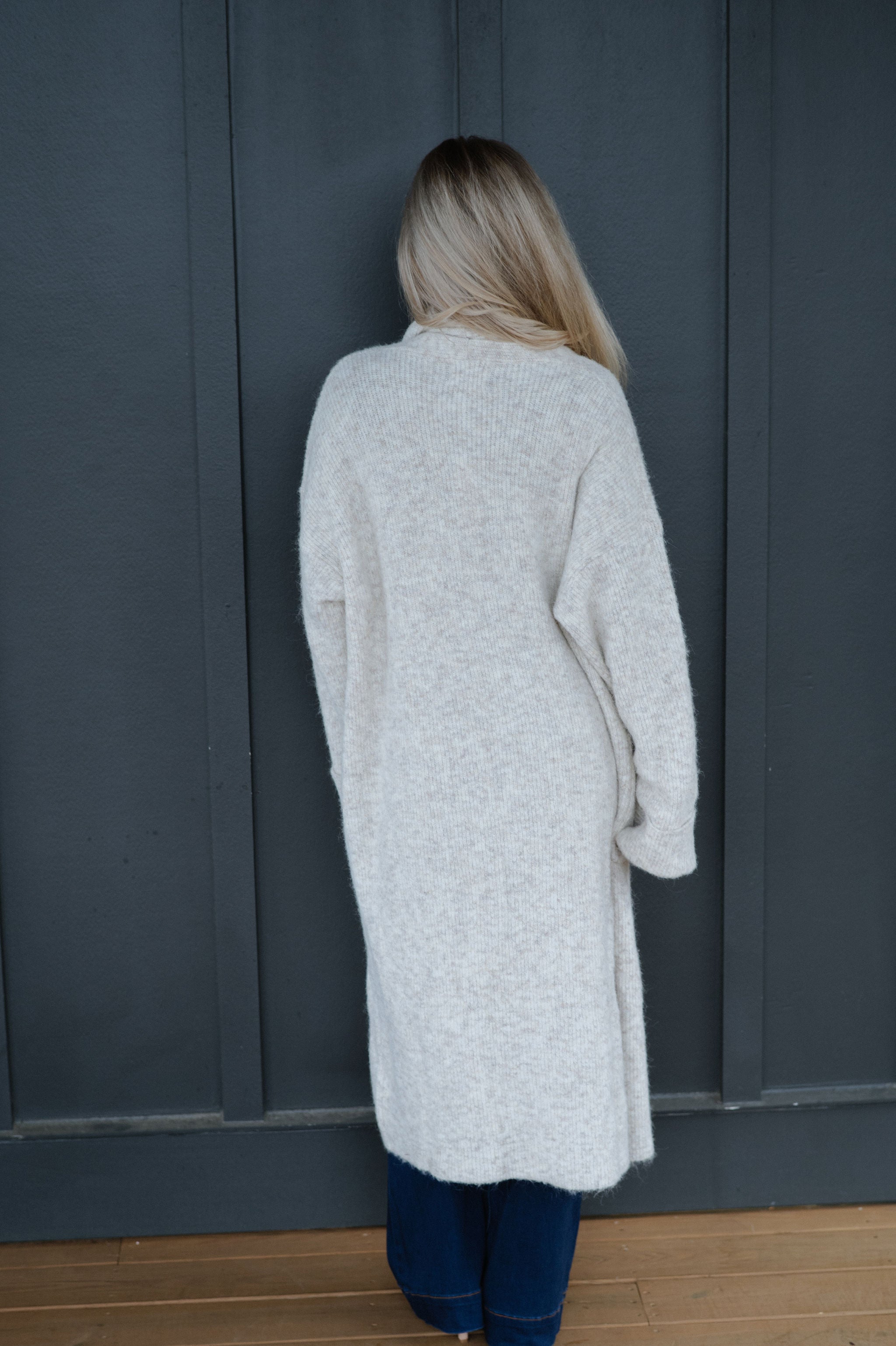 Shawl Collar Open Cardigan-Light Taupe