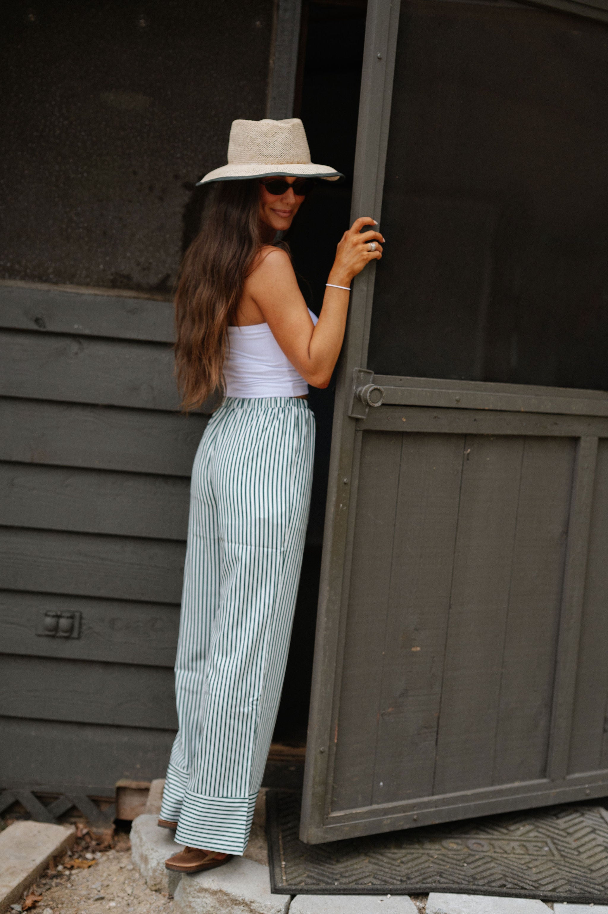 Relaxed Stripe Pants- Green