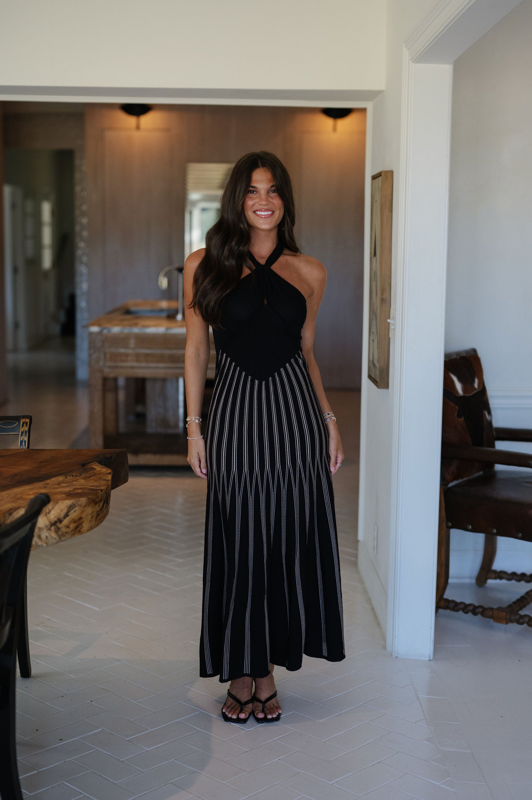 Eve Knit Midi Dress-Black/Nude