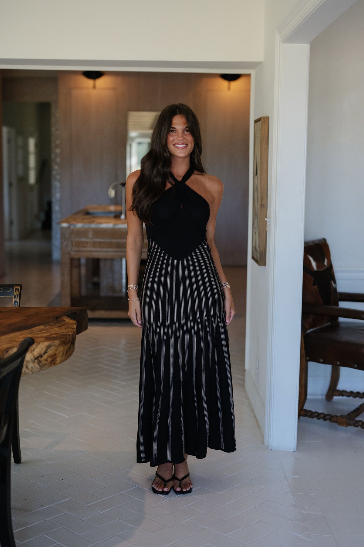 Eve Knit Midi Dress-Black/Nude