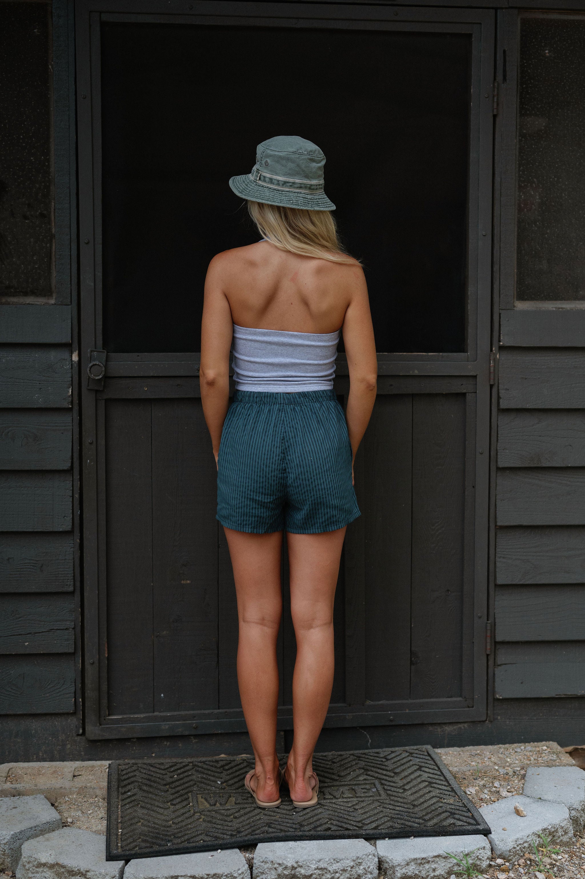 Rowe Stripe Shorts-Dark Green/Black