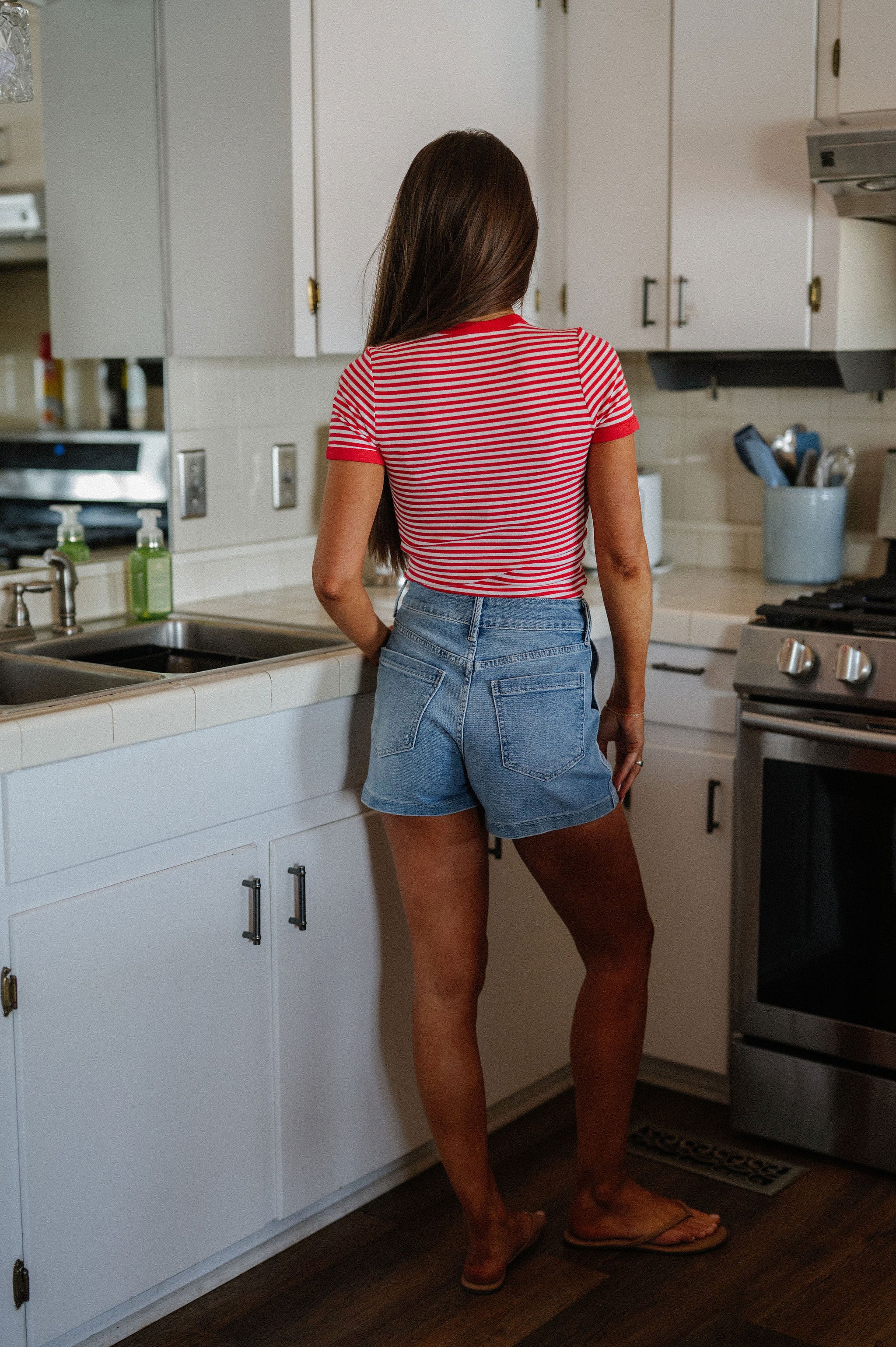 Ollie Striped Top-Red/Ivory