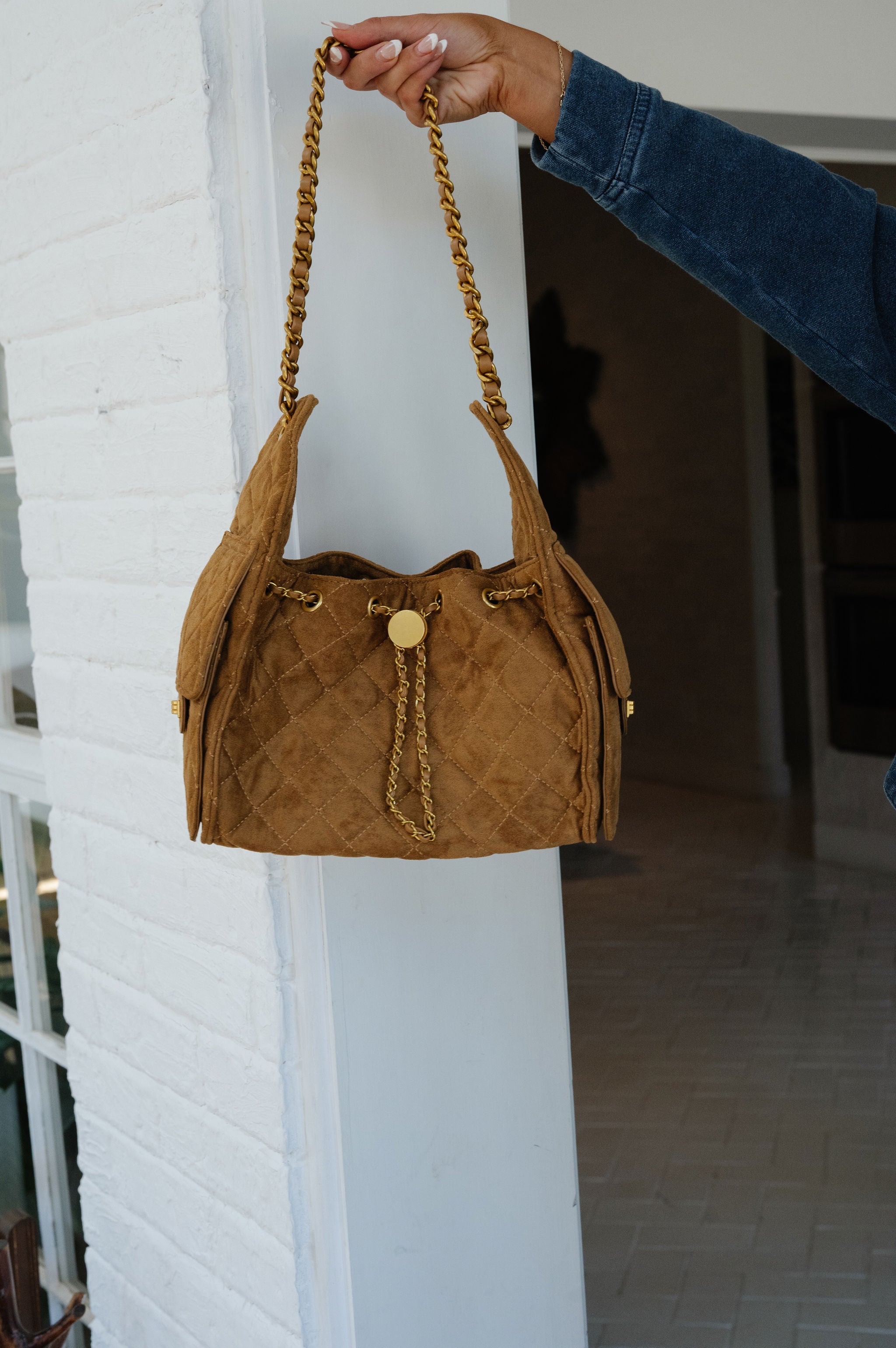 Amelie Suede Bag-Camel