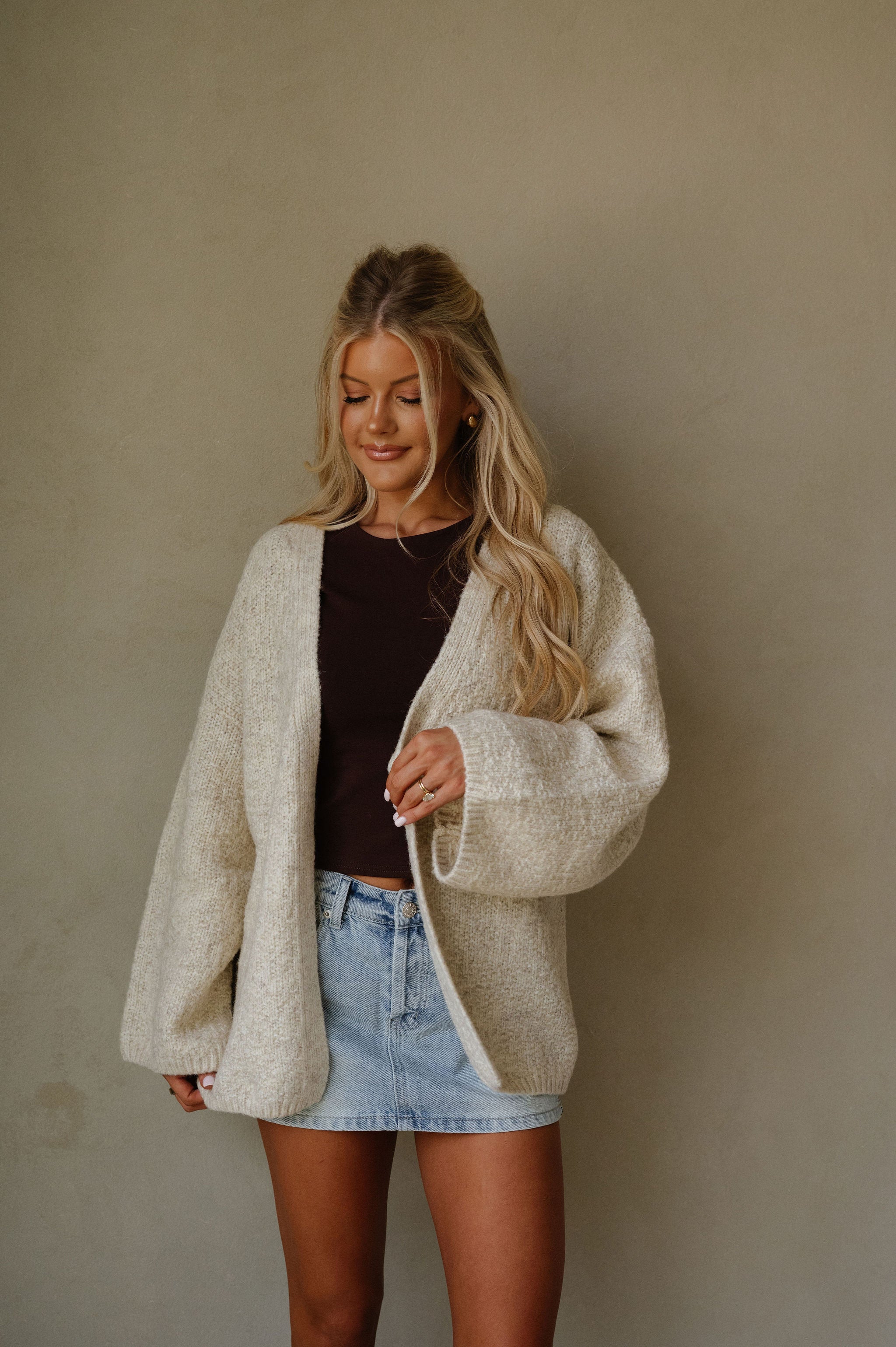 Romania Open Front Cardigan-Light Beige