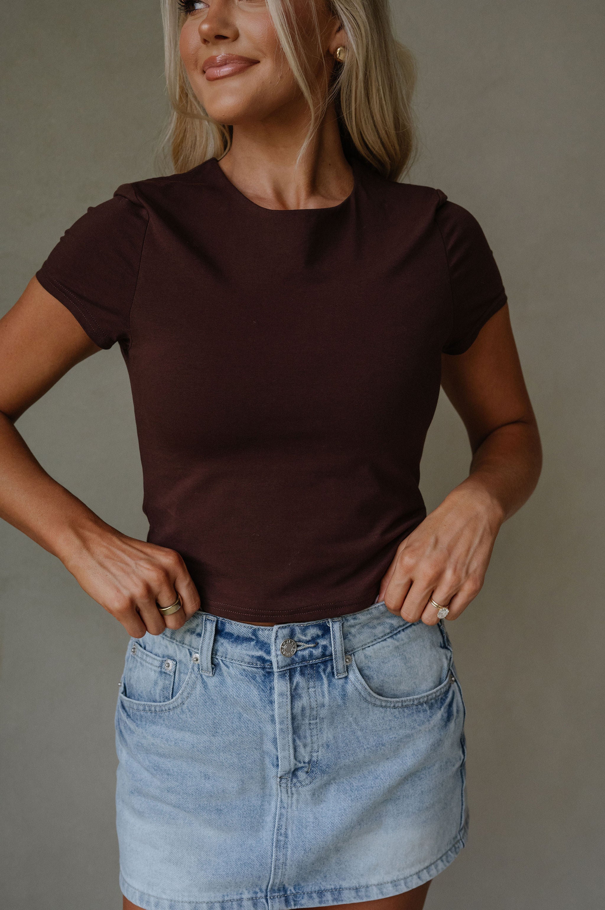 Teddy Basic Tee-Dark Brown
