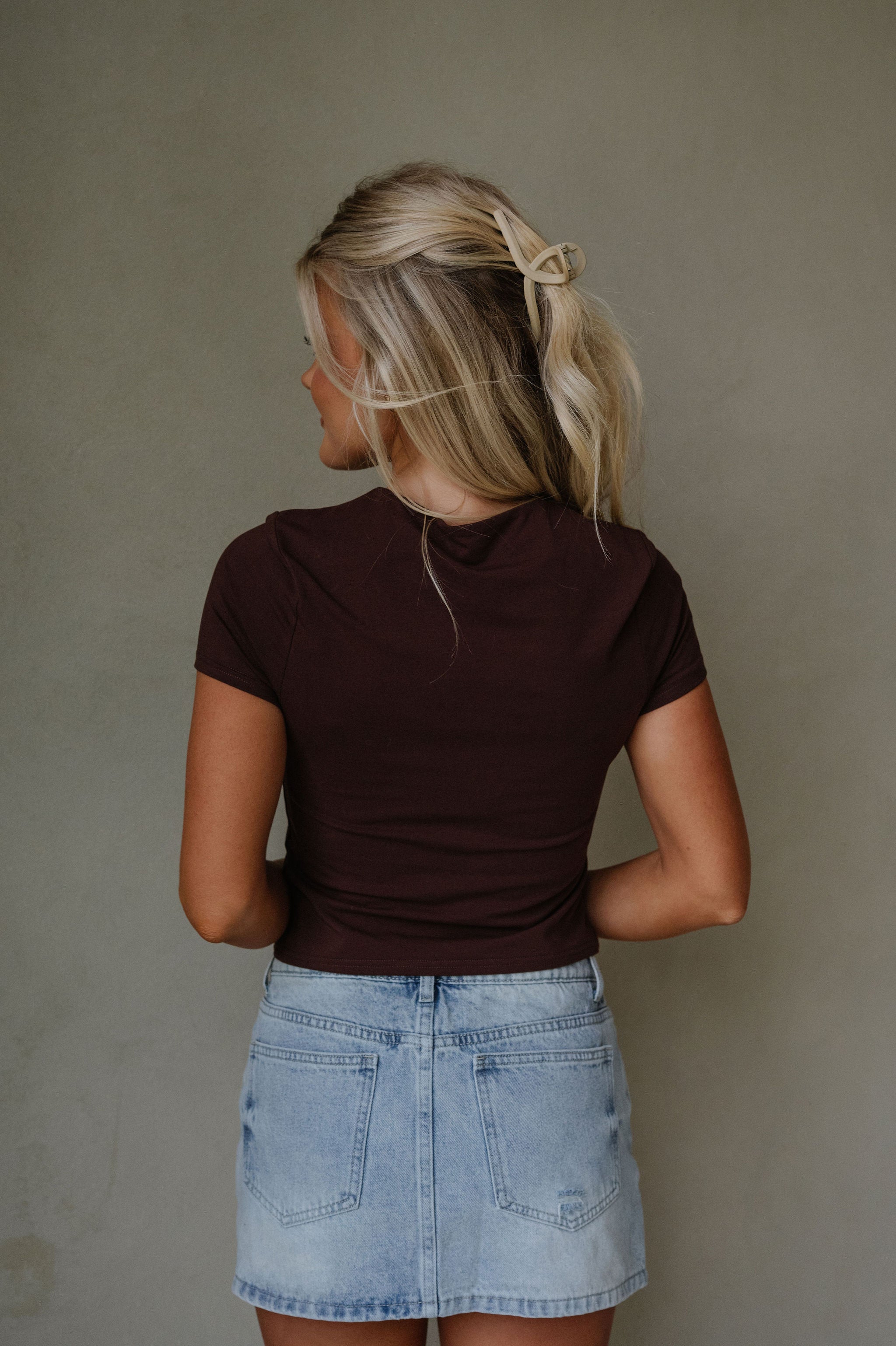 Teddy Basic Tee-Dark Brown