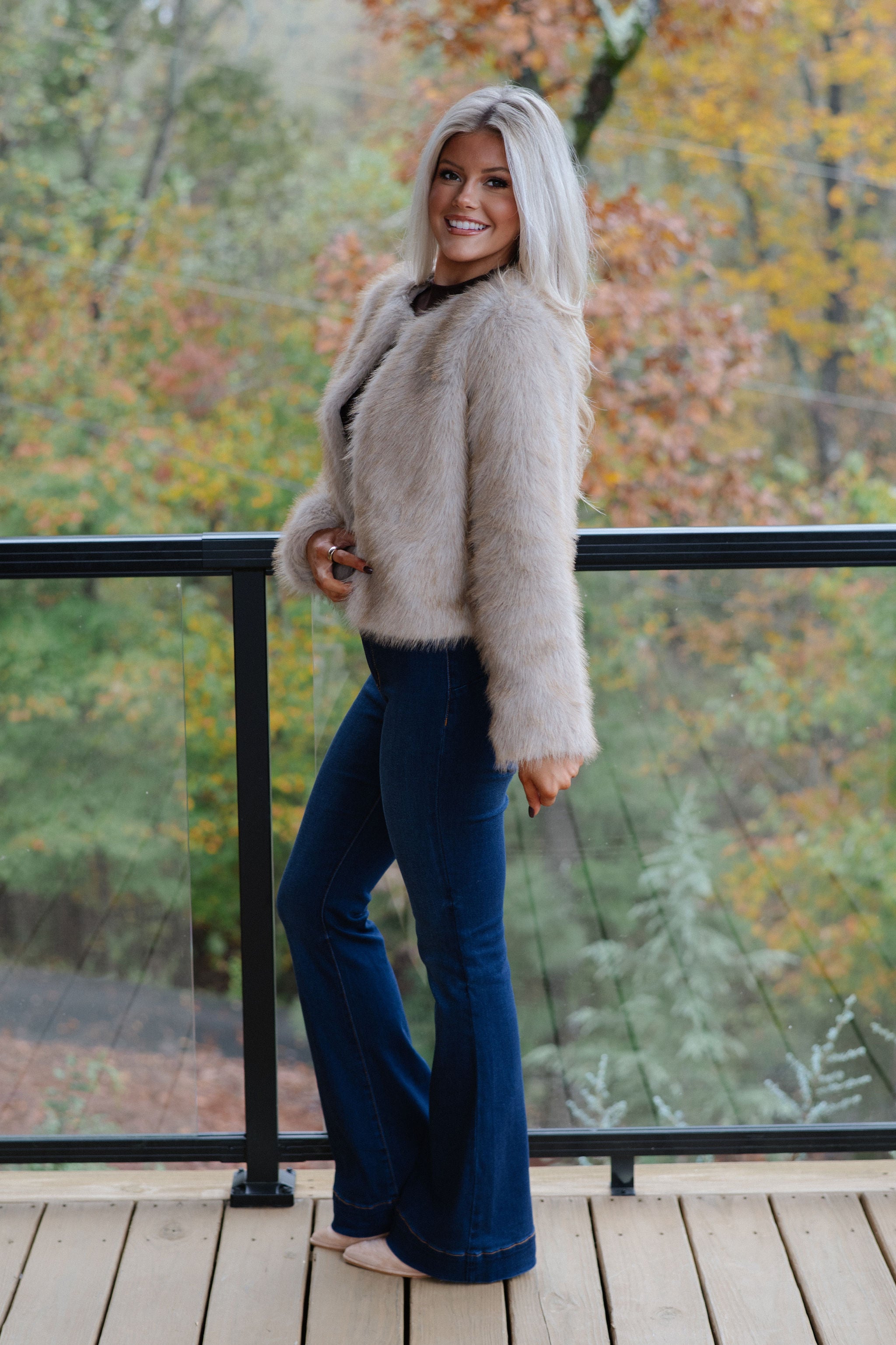 Violet Faux Fur Jacket-Taupe