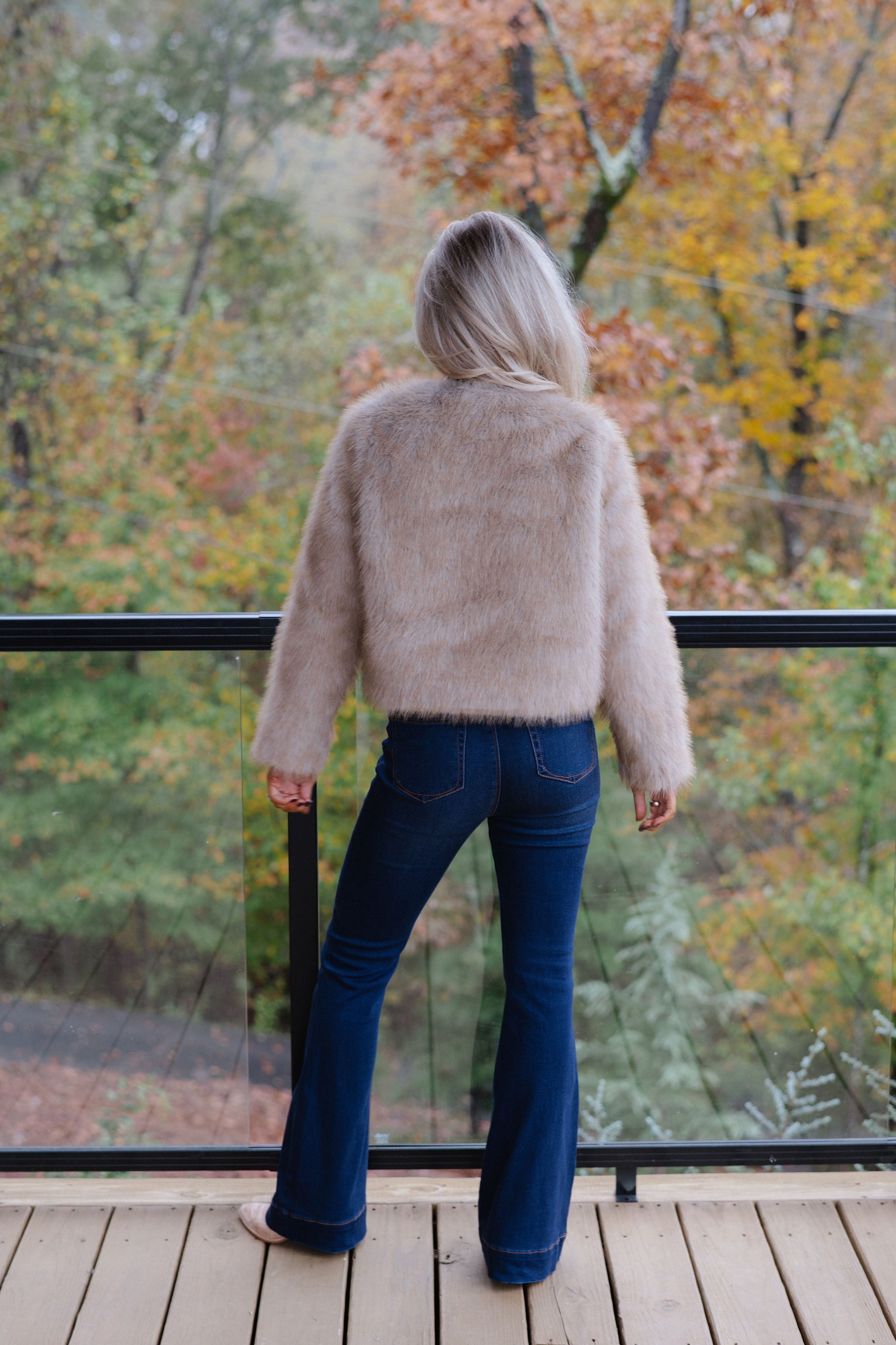 Violet Faux Fur Jacket-Taupe