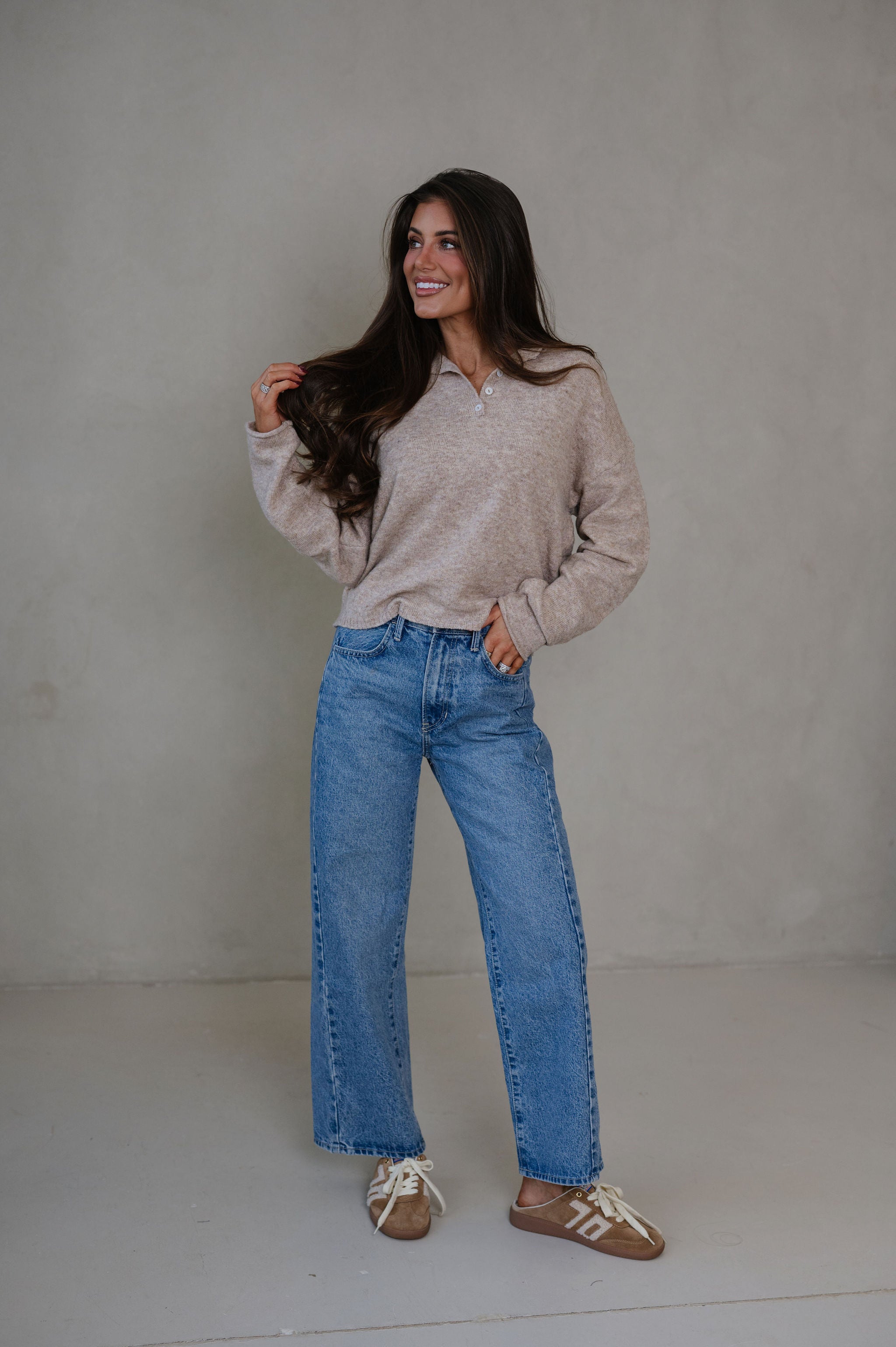 Candace Quarter Button Sweater-Mocha