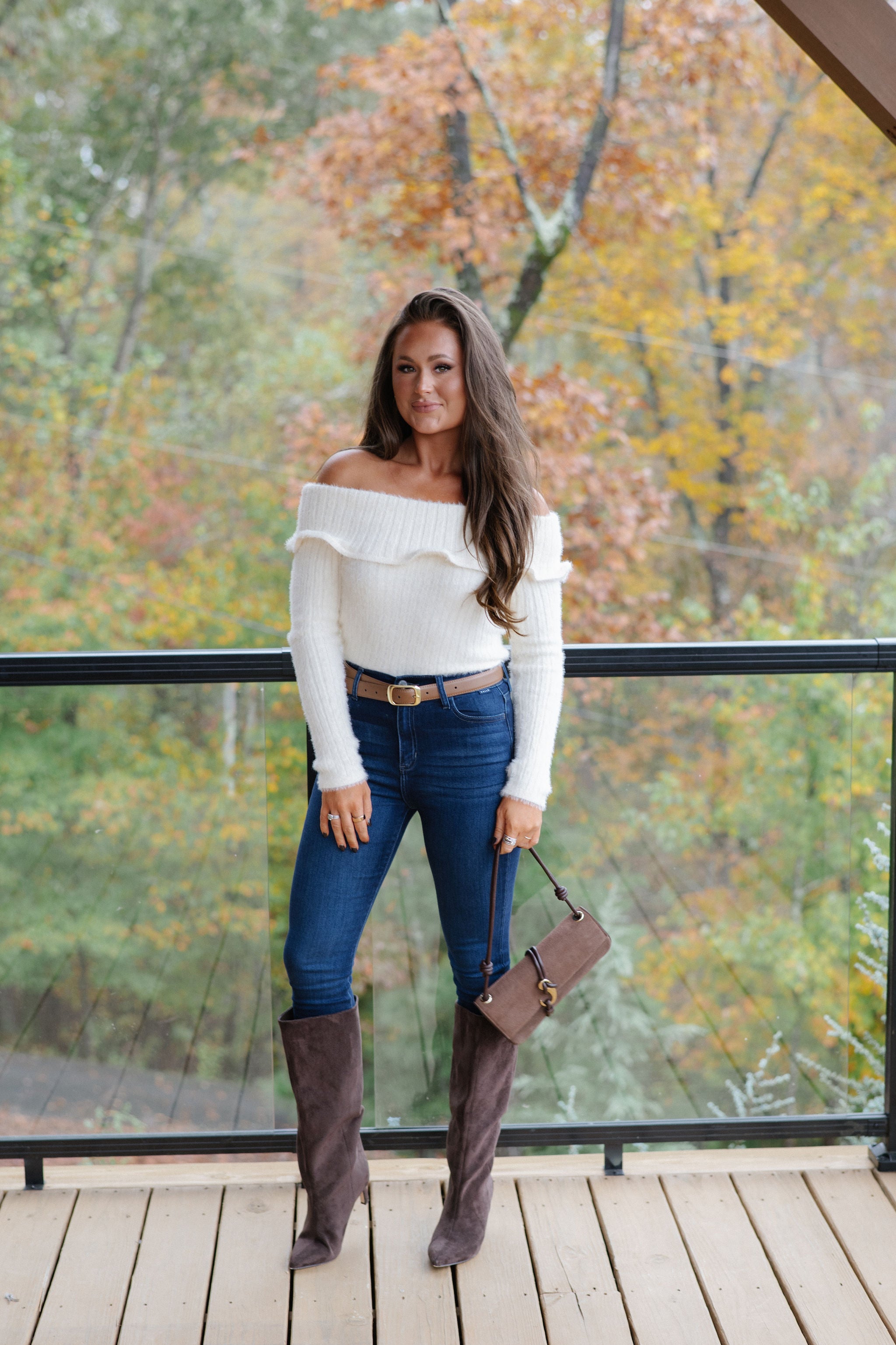 Malina OTS Sweater Top-Cream