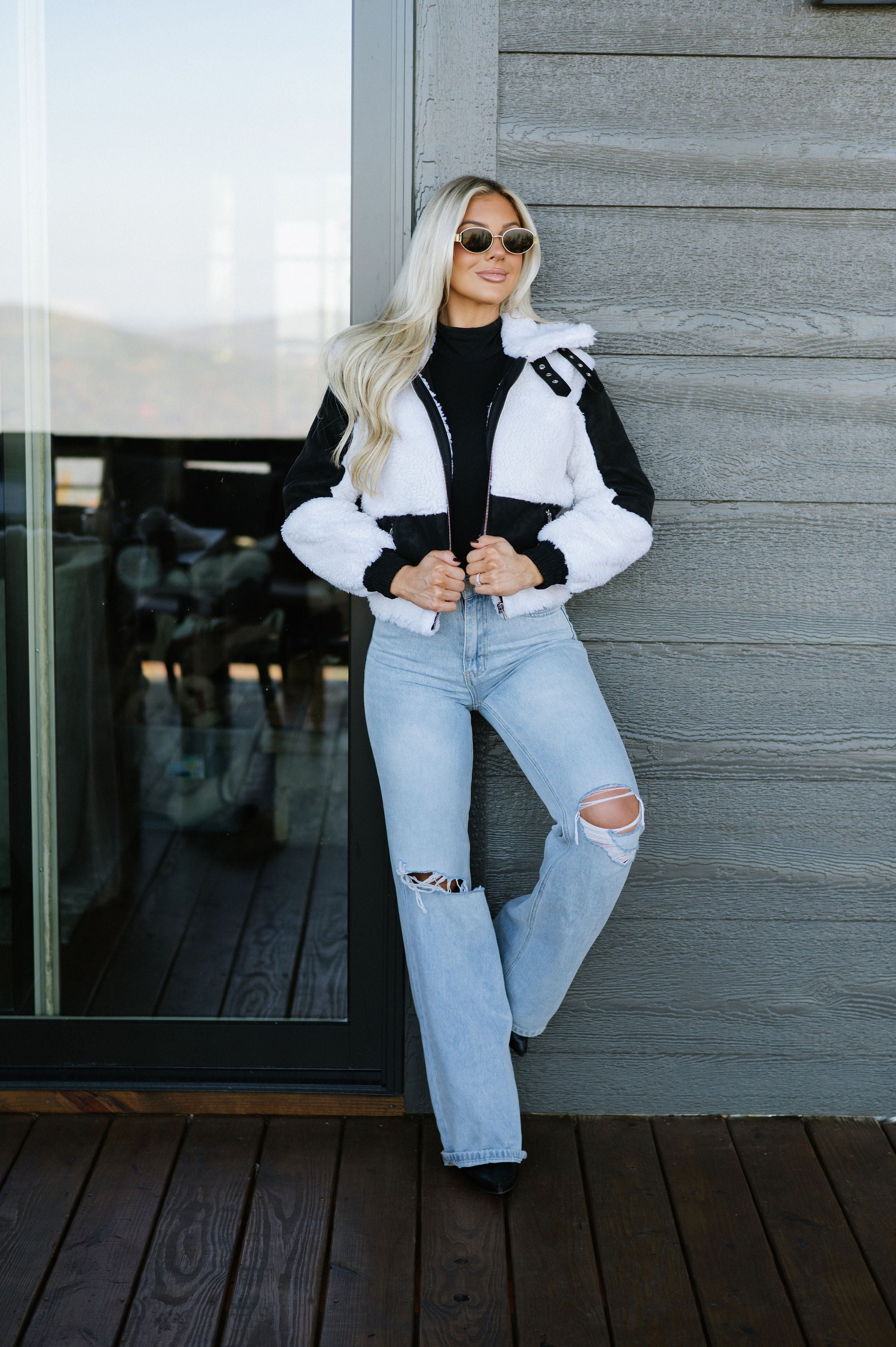 DOORBUSTER// Dakota Faux Leather Jacket-Black