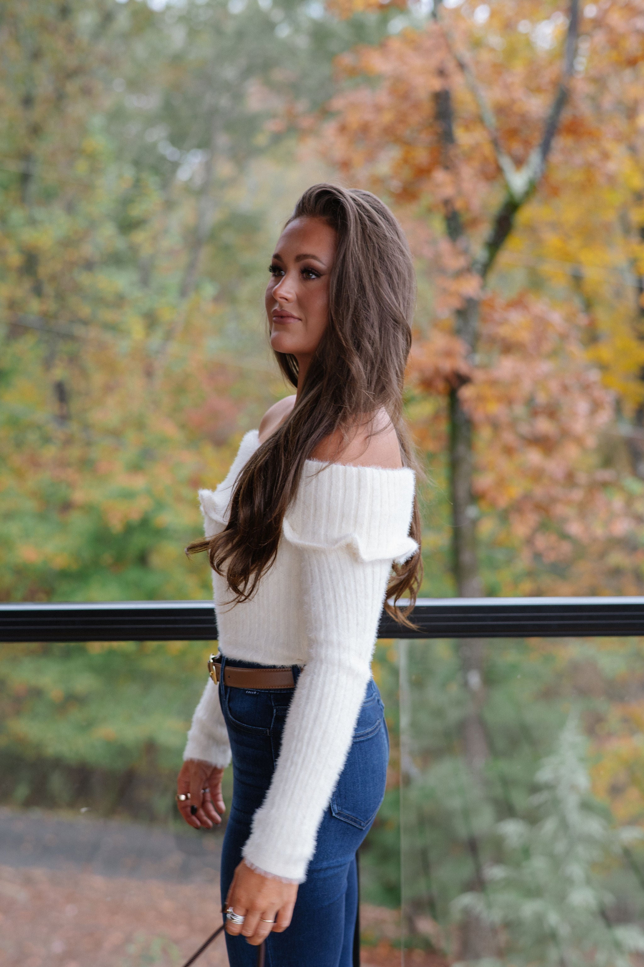 Malina OTS Sweater Top-Cream