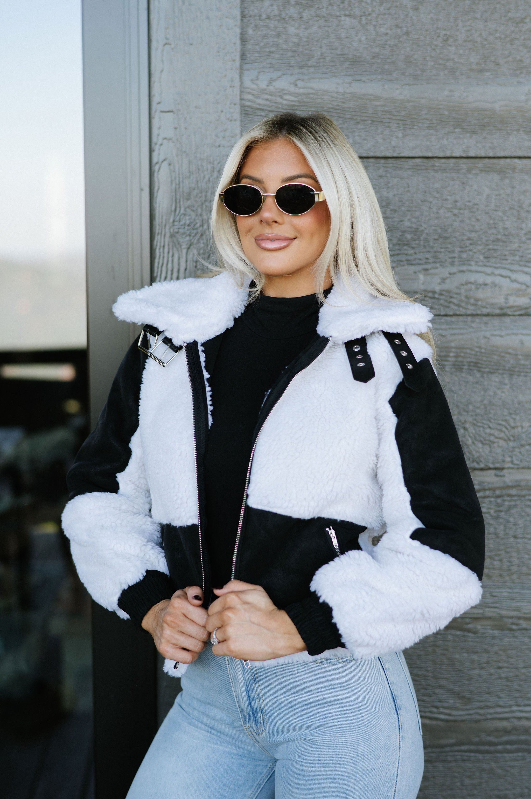 DOORBUSTER// Dakota Faux Leather Jacket-Black