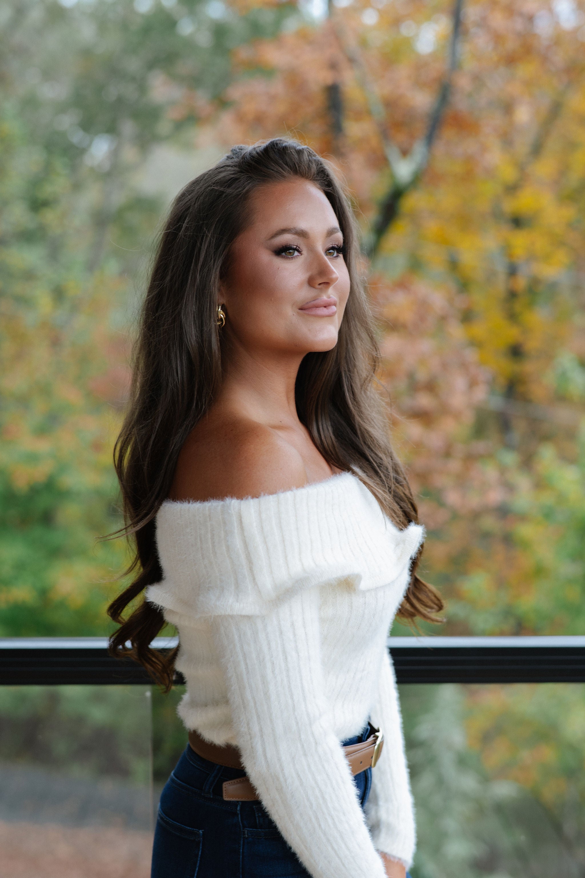 Malina OTS Sweater Top-Cream