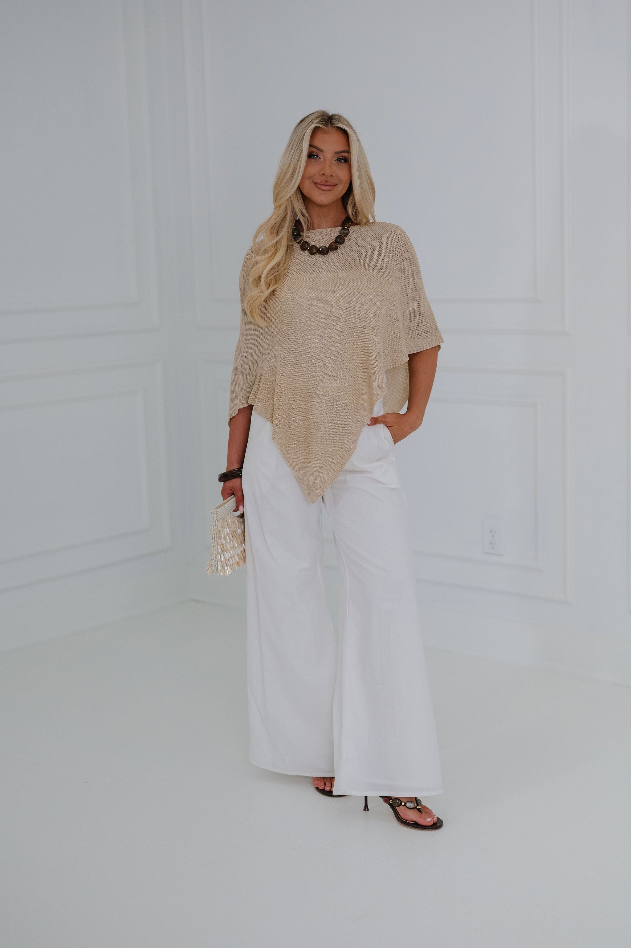 Loving Life Poncho-Taupe