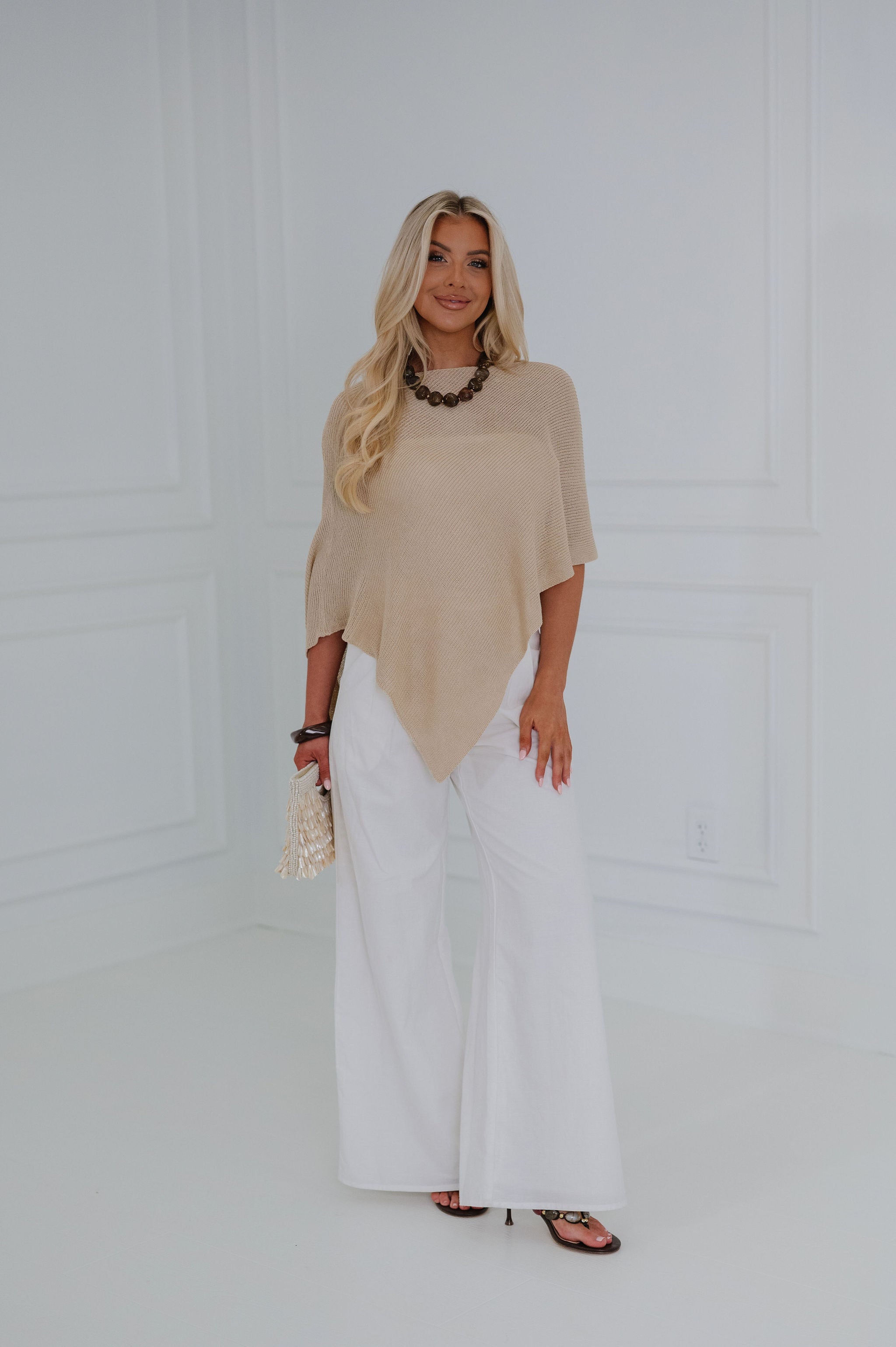 Loving Life Poncho-Taupe