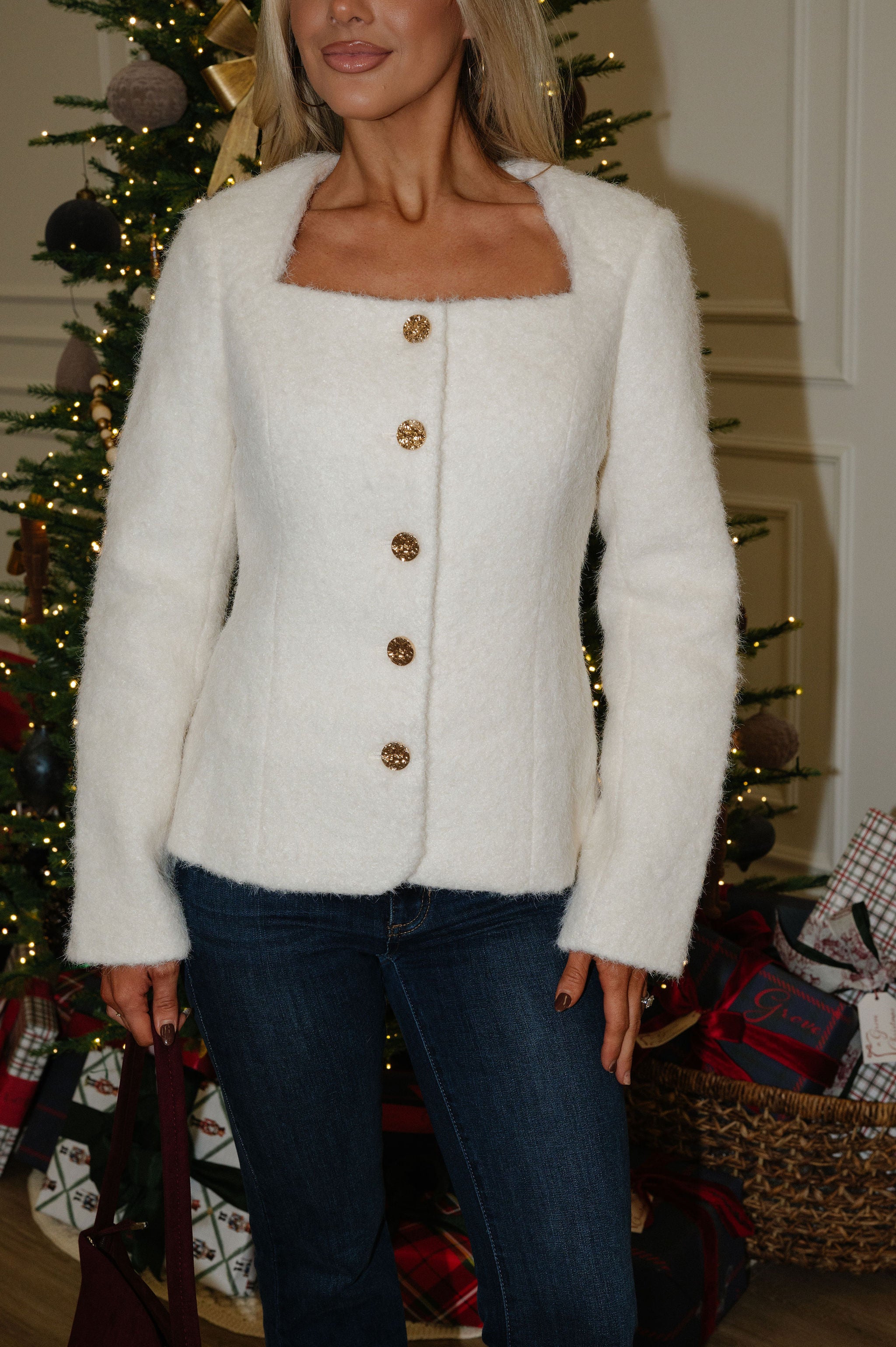 Colleen Boucle Jacket-Cream