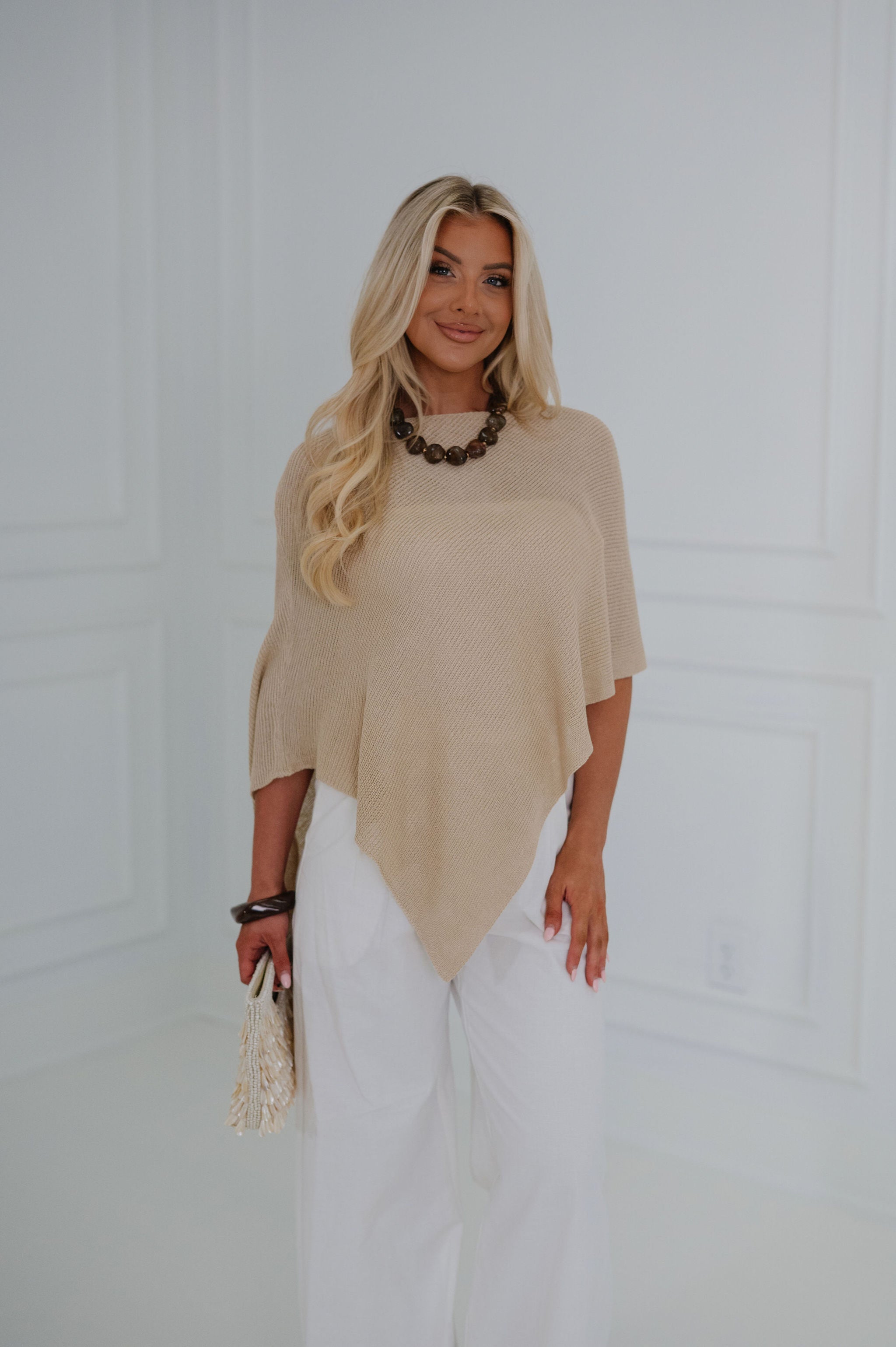 Loving Life Poncho-Taupe