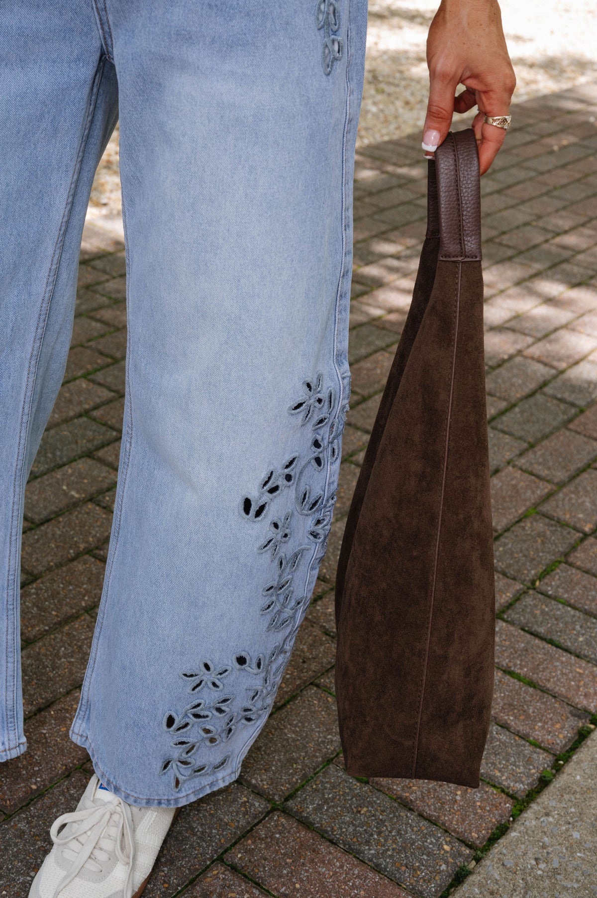 Sage Embroidered Curve Barrel-Light Denim