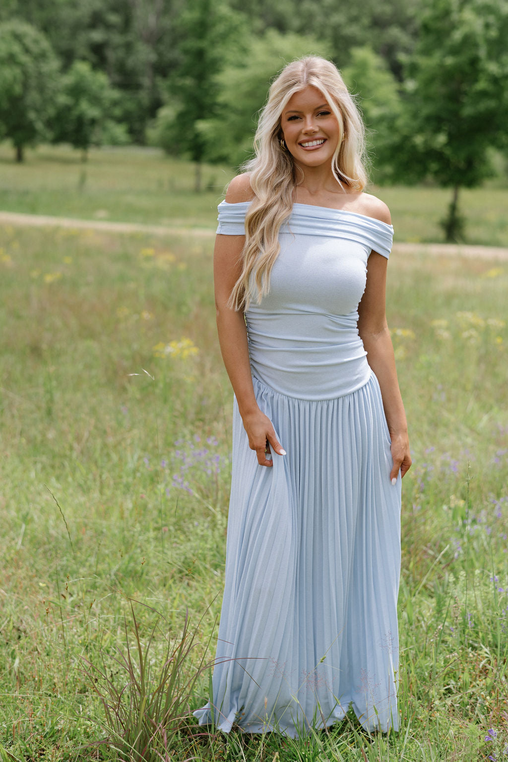 Elina Drop Dress-Blue