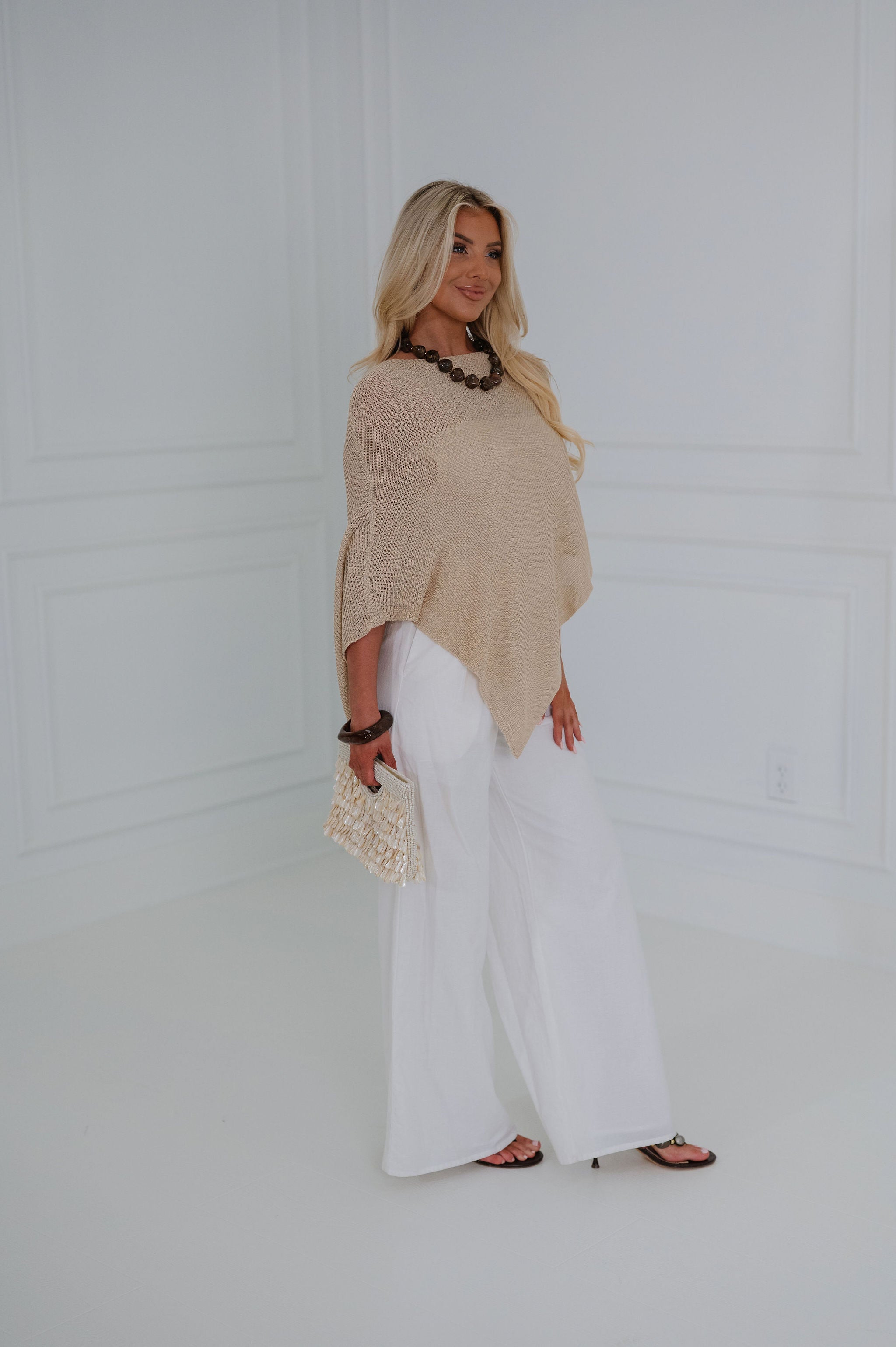Loving Life Poncho-Taupe