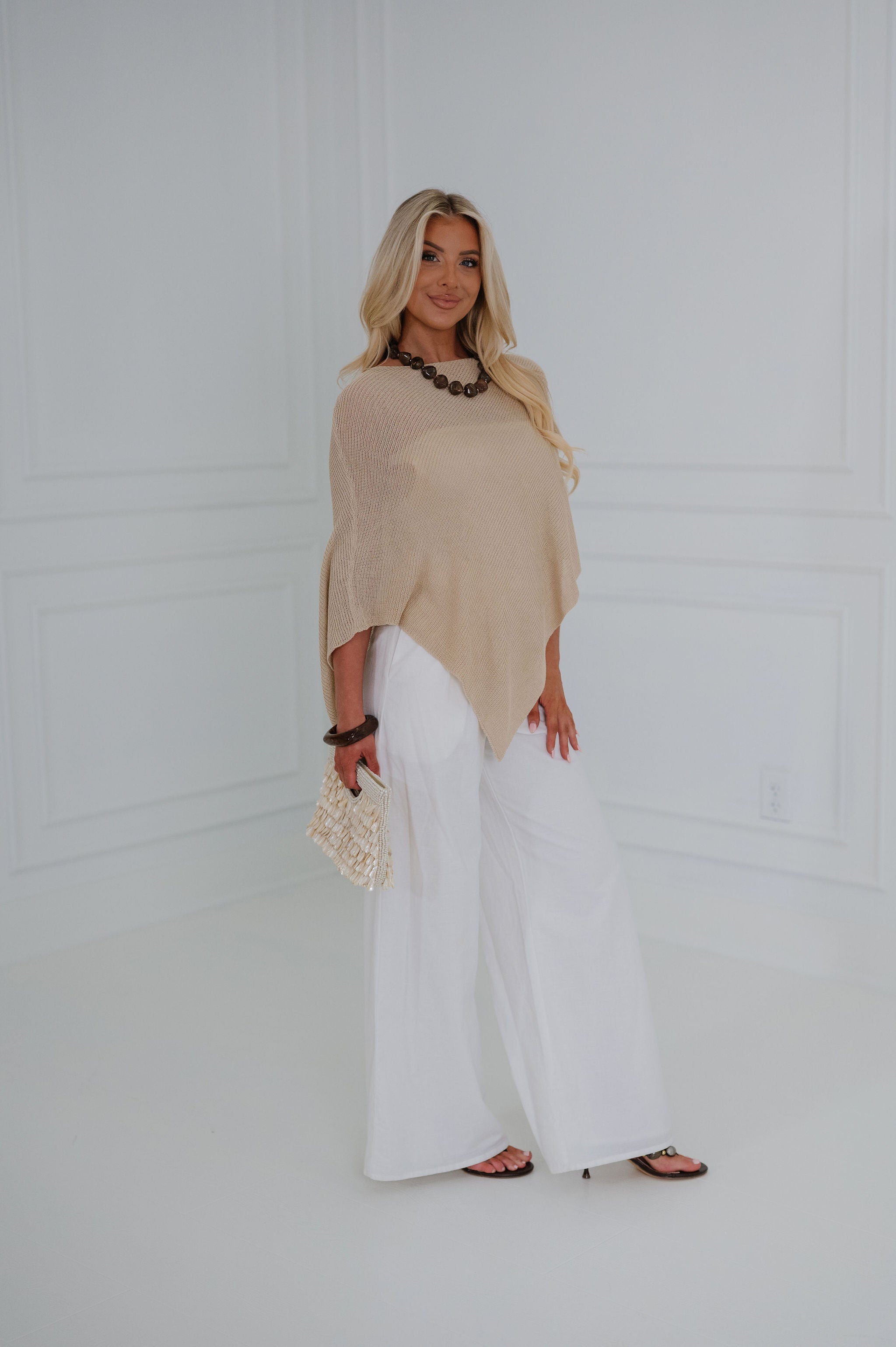Loving Life Poncho-Taupe