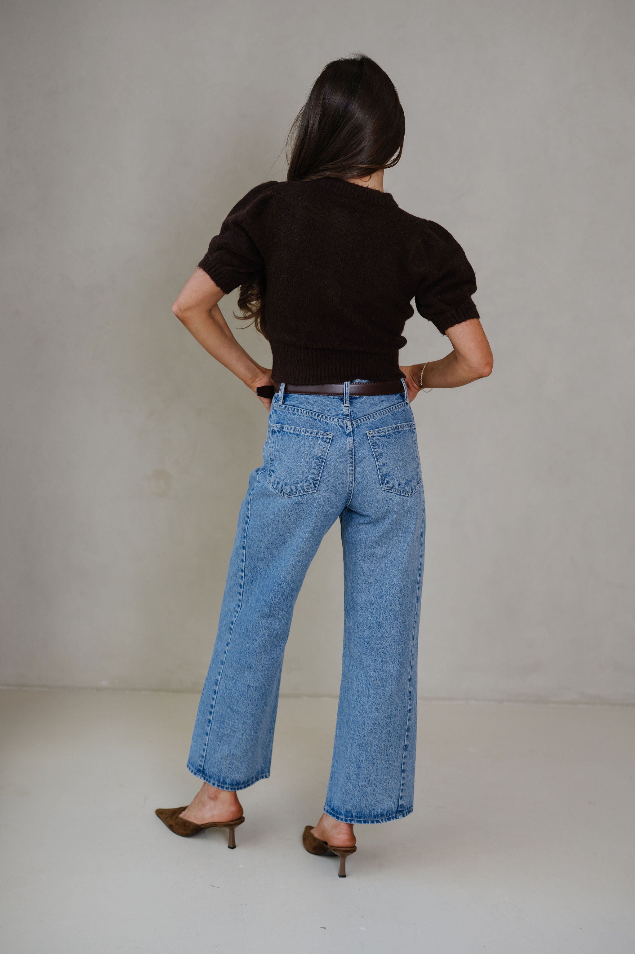 June Knit Cardigan Top-Dark Brown