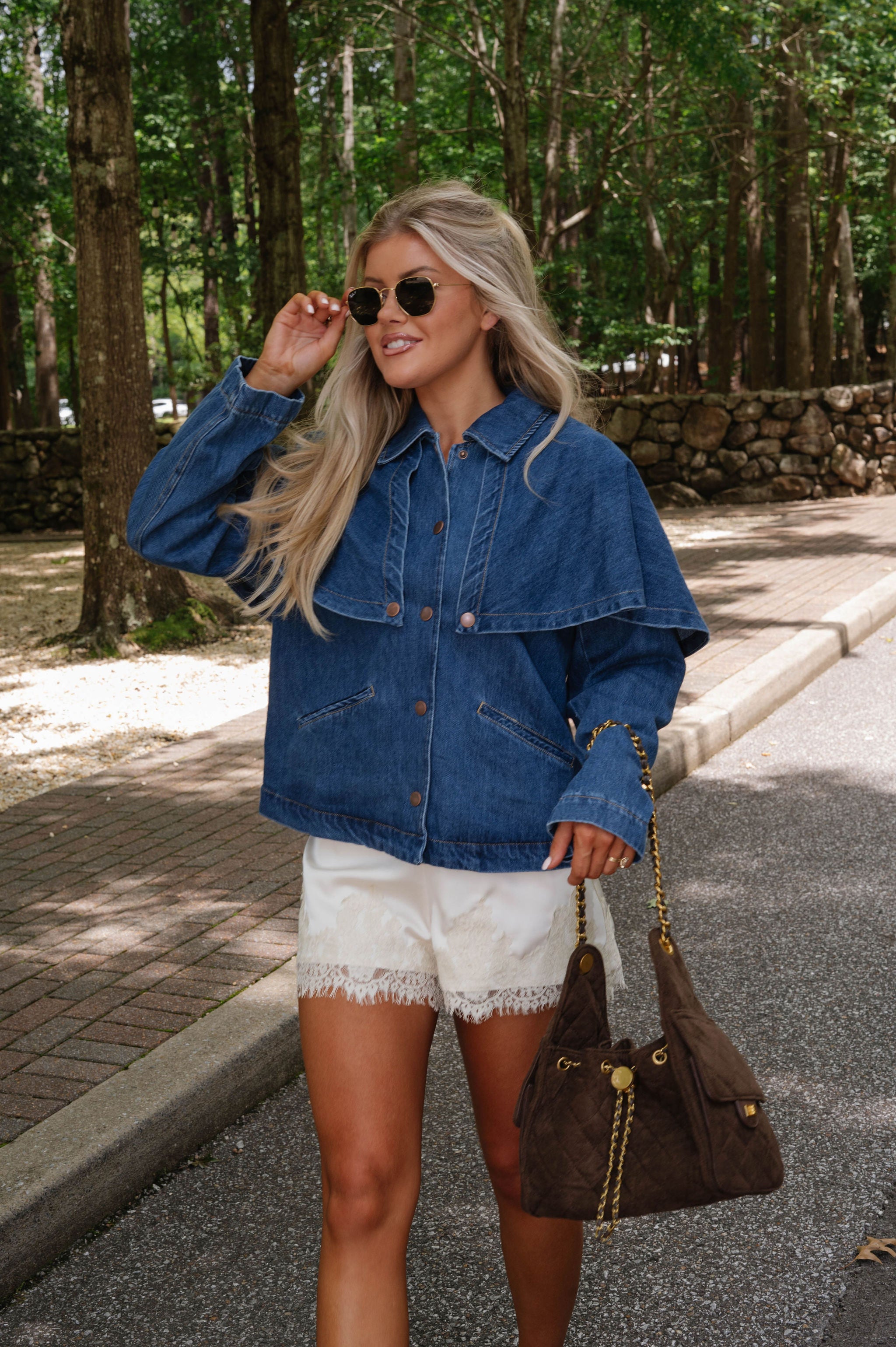 High Waist Satin Lace Hem Shorts-Ivory