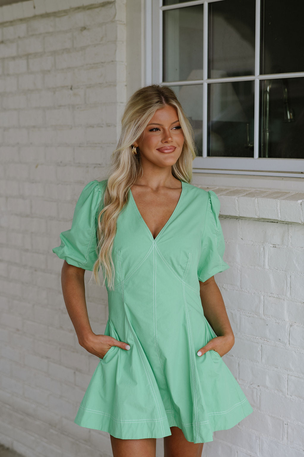 Monti Mini Dress-Green