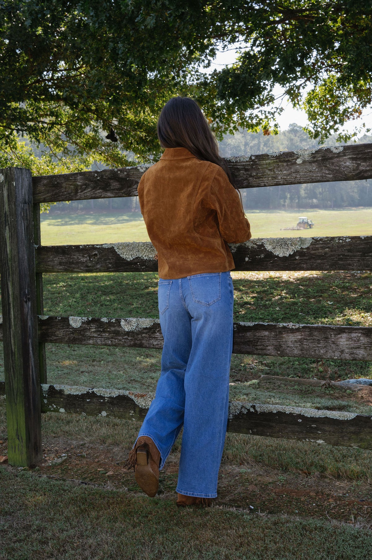 Faux Suede Collar Jacket-Camel