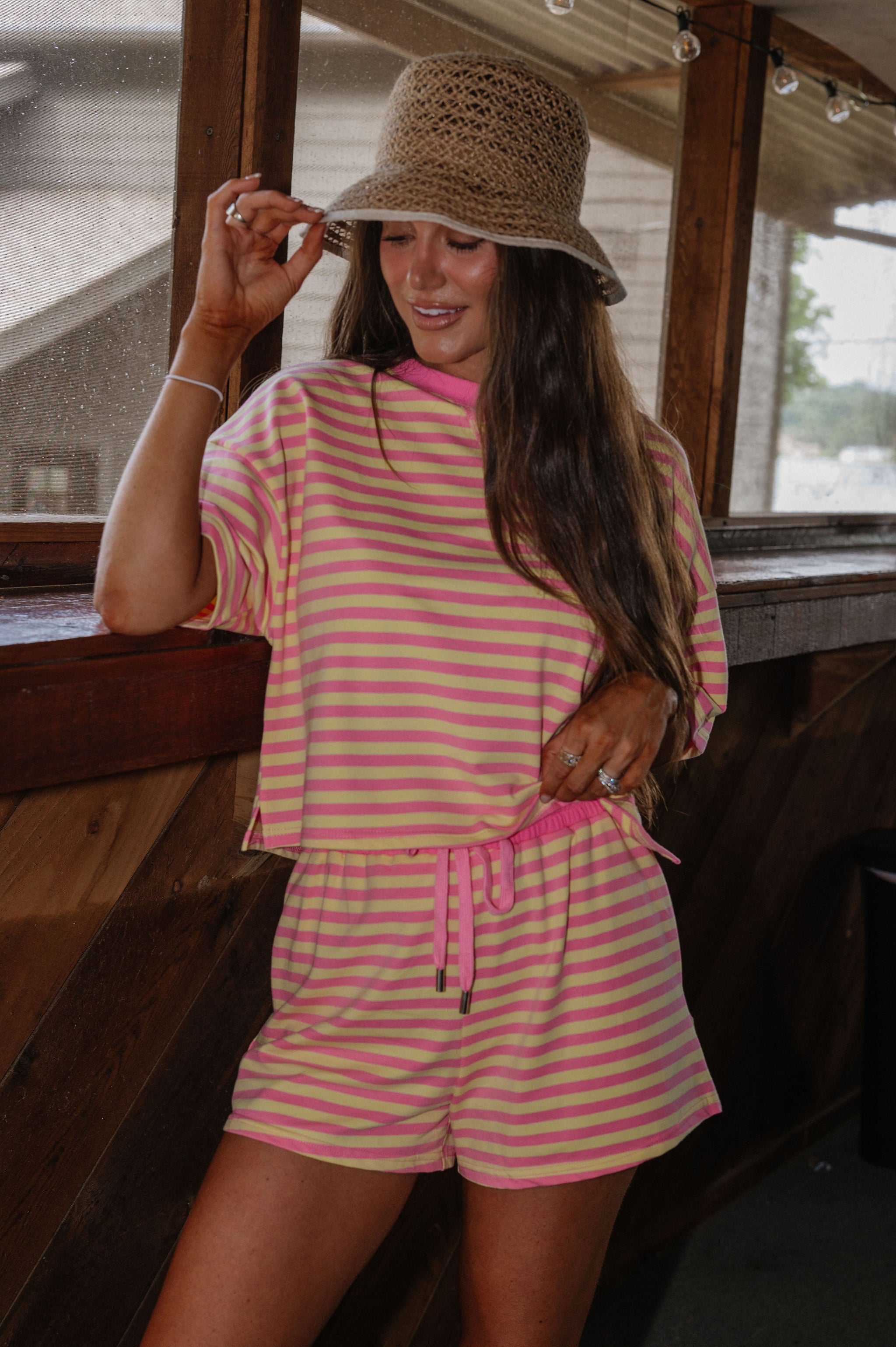 Boxy Terry Short Sets-Pink Lemonade